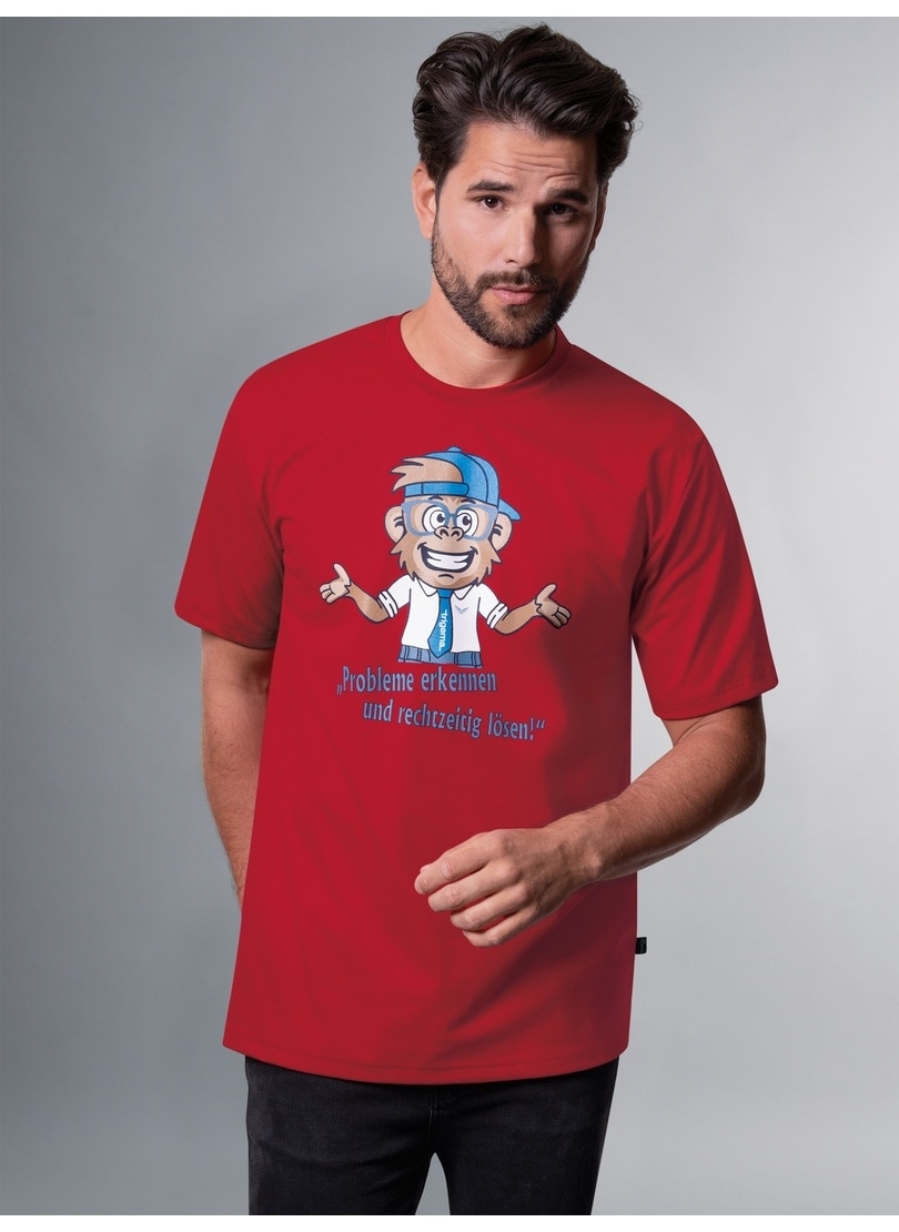 Trigema T-Shirt mit »TRIGEMA ▷ Shirt für lustigem BAUR | Affen-Print« Spruch