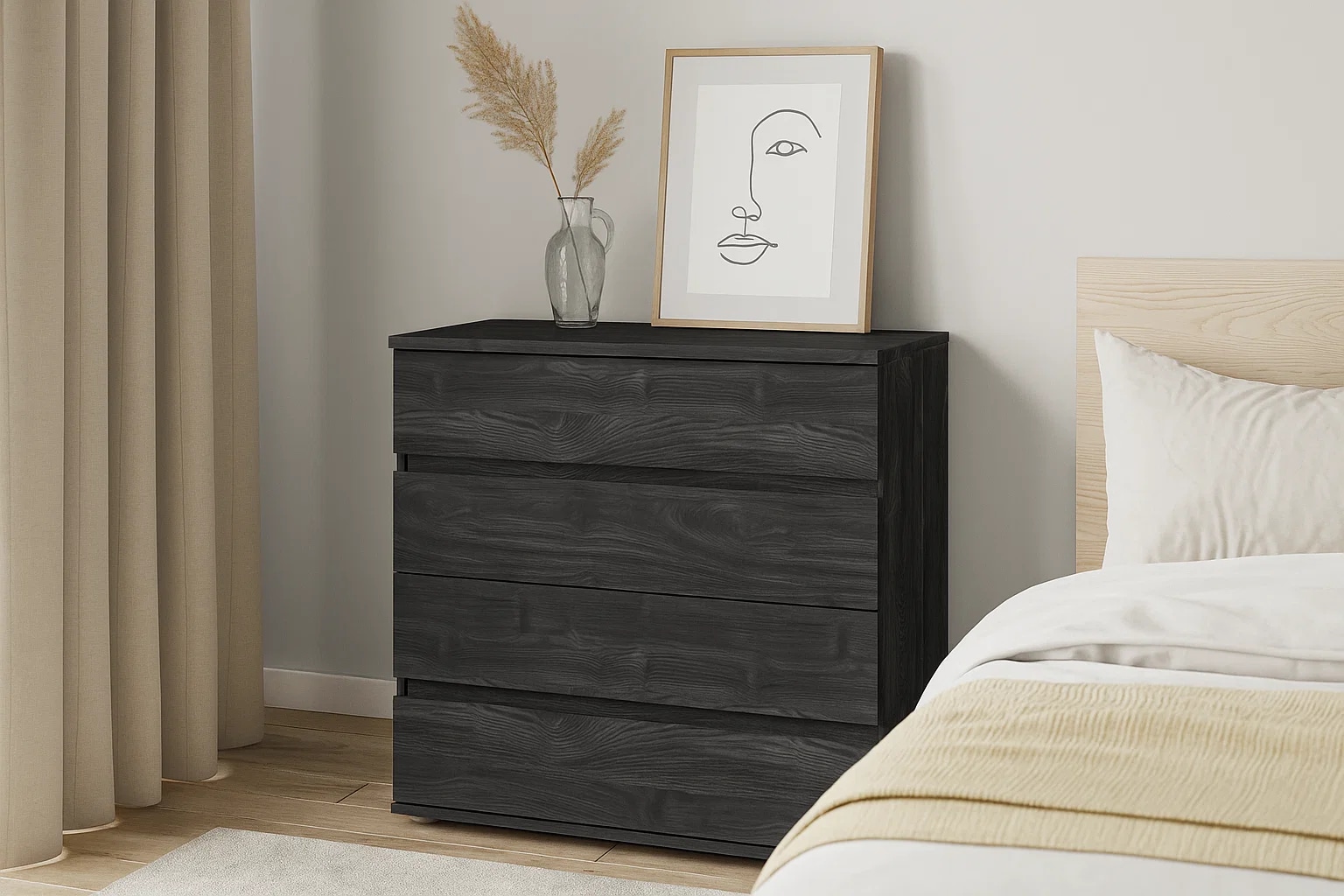 Home affaire Kommode "PRESSAC Sideboard mit 4 Schubladen, Maße B/T/H: 91,5/ günstig online kaufen