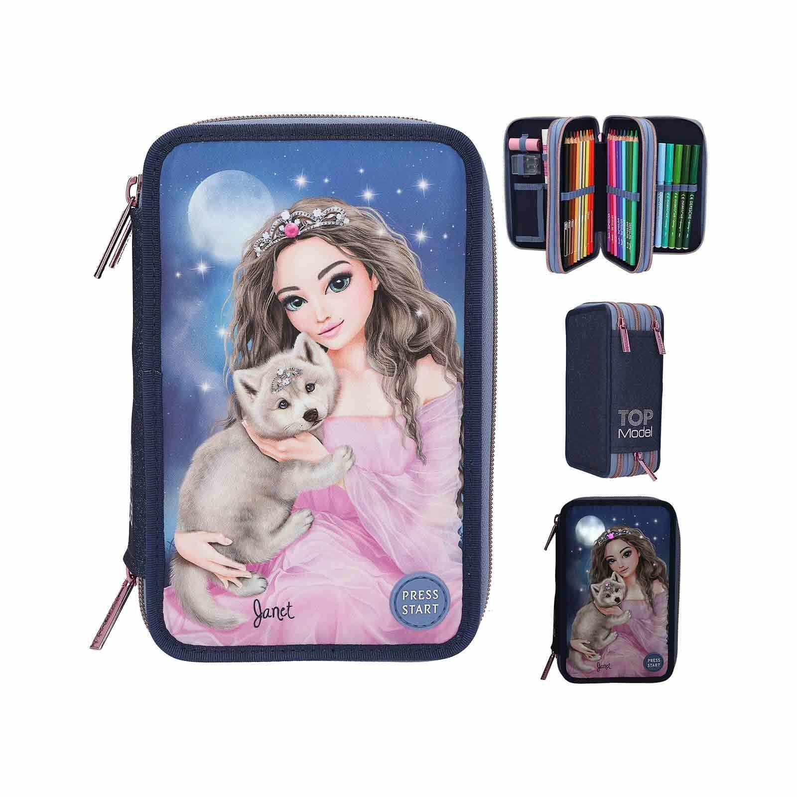 Depesche Buntstift »3-Fach Federtasche TOPModel 7,5 x 13 x 20 cm dunkelblau«