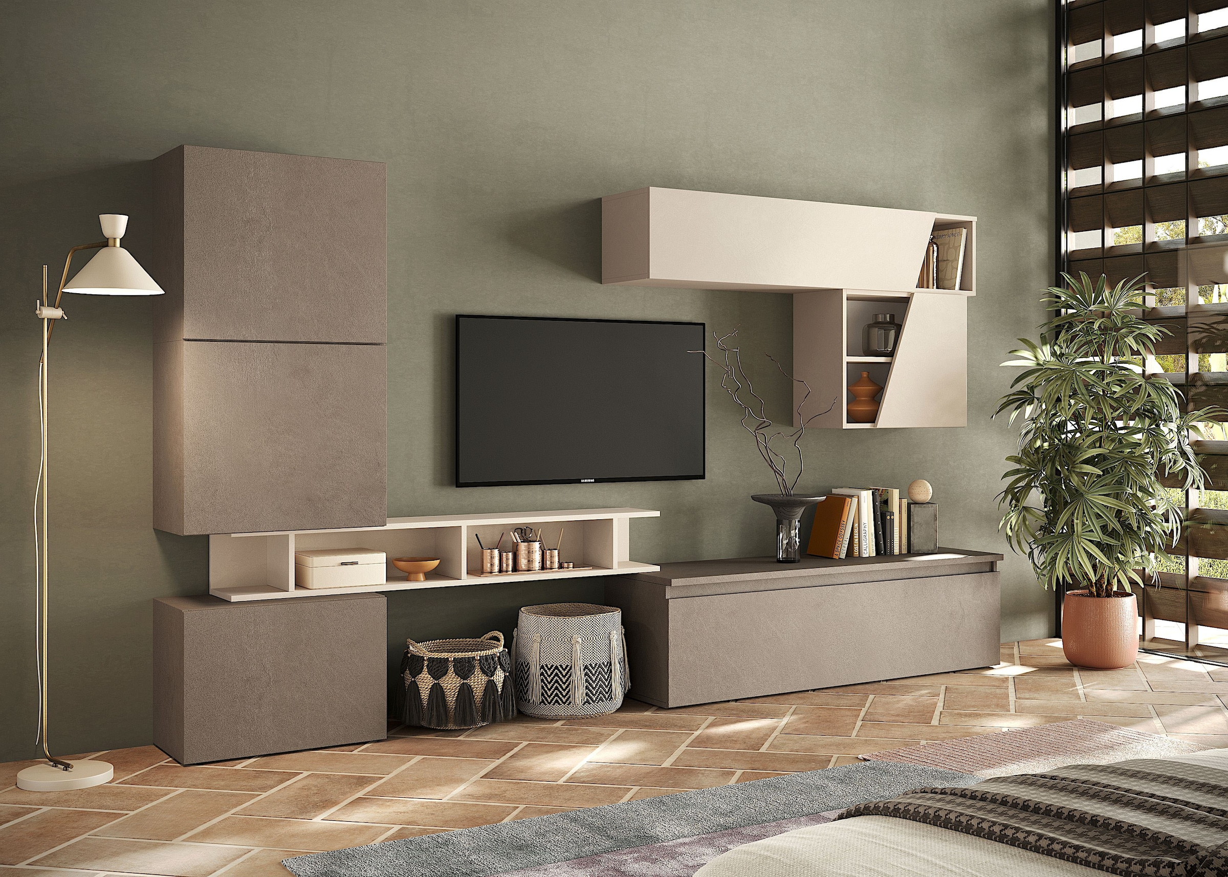 INOSIGN Wohnwand »INFINITY, 7tlg. Breite 285 cm, moderne Mediawand (Lowboard,«, (7 St.), 3x Hängewürfel, Würfel-Element, Hängeschrank, Wandregal)