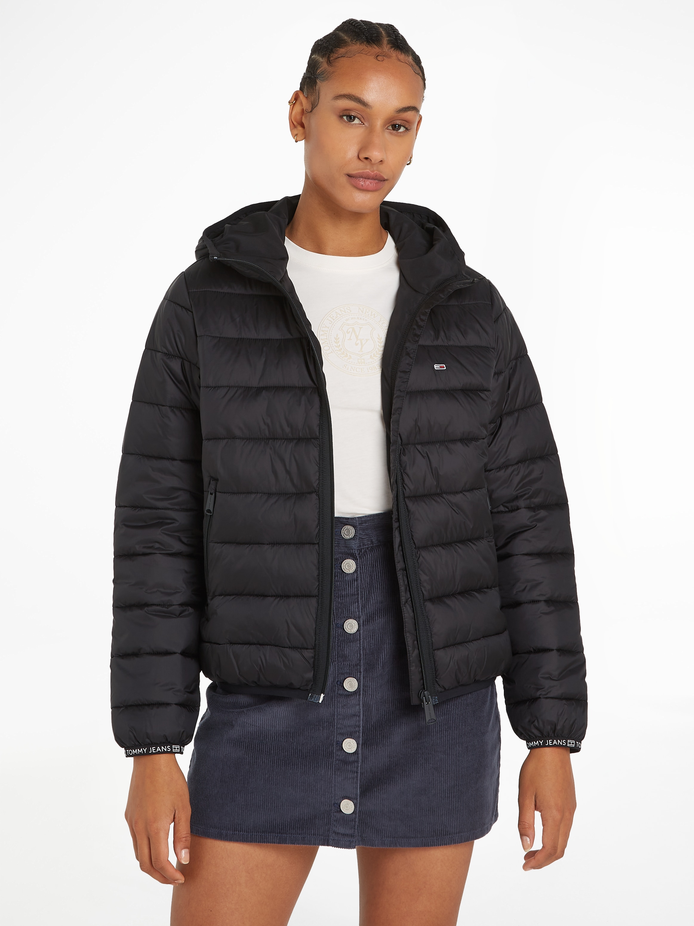 Tommy Jeans Curve Steppjacke "TJW QUILTED TAPE HOOD JACKET EXT", mit Kapuze günstig online kaufen