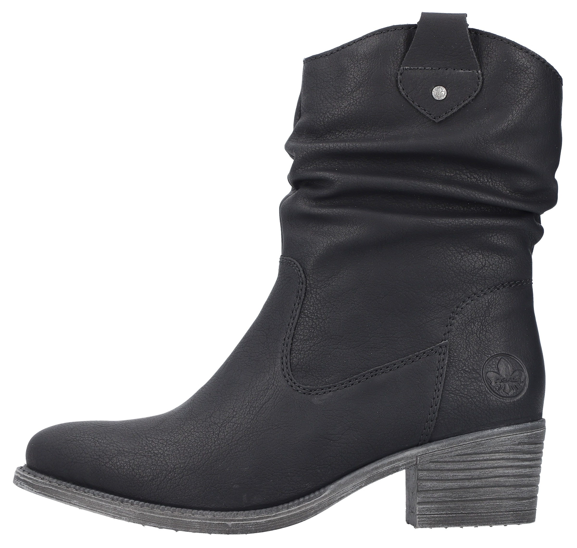 Rieker Westernstiefelette, Cowboyboots, slouchy Schaft, Blockabsatz, mit Innen-Reißverschluss