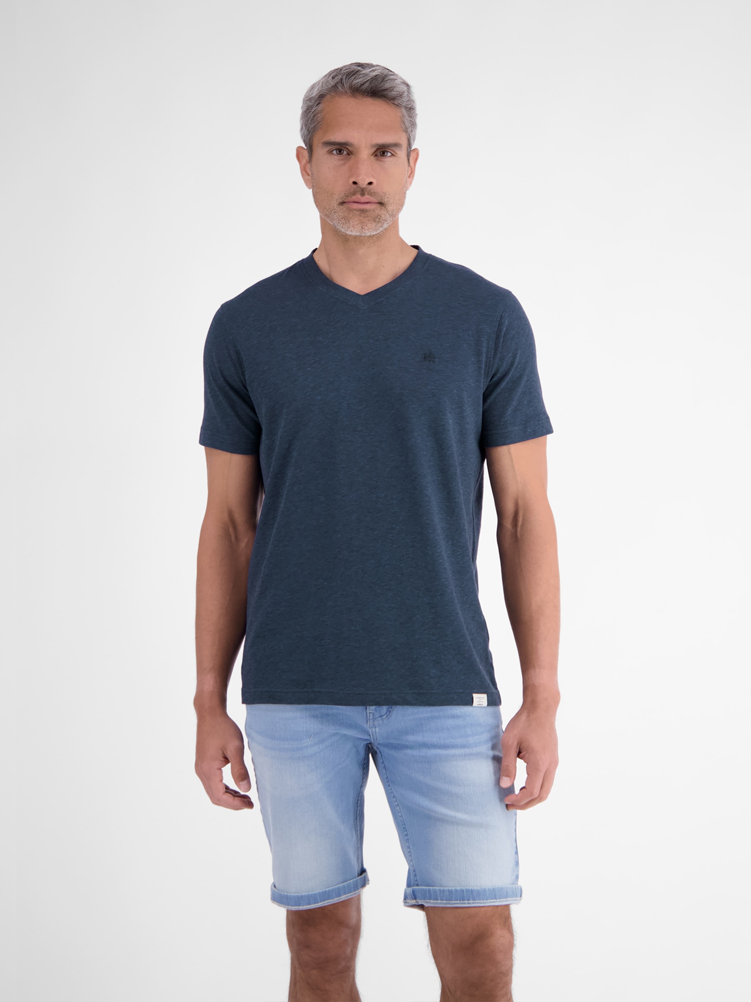 LERROS 1100000002199 "T-Shirt aus Baumwoll-Leinen-Mix in moderner 2-Tone-Optik"