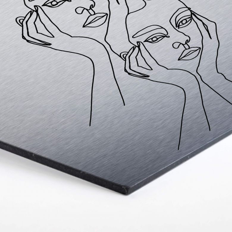 St.) Wall-Art BAUR bestellen »Linework Metallbild Silber abstrakt«, Wanddeko (1 |