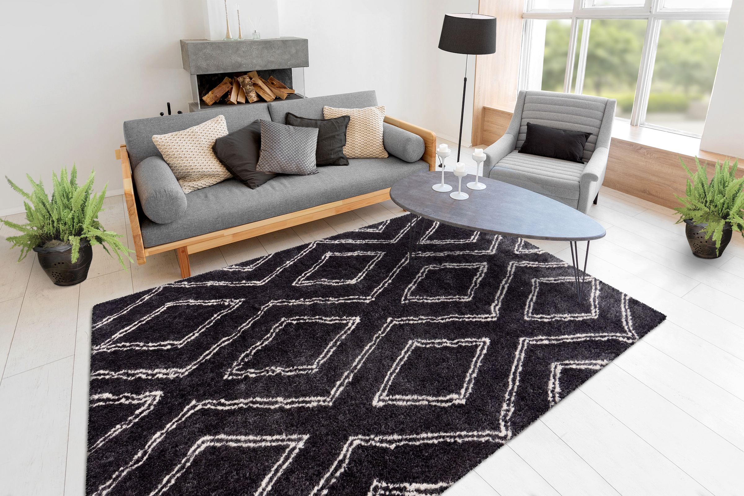 me gusta Teppich »Orlando 225«, rechteckig, 27 mm Höhe, Weicher Hochflorteppich, dezent gestaltet,Fußbodenheizung geeignet