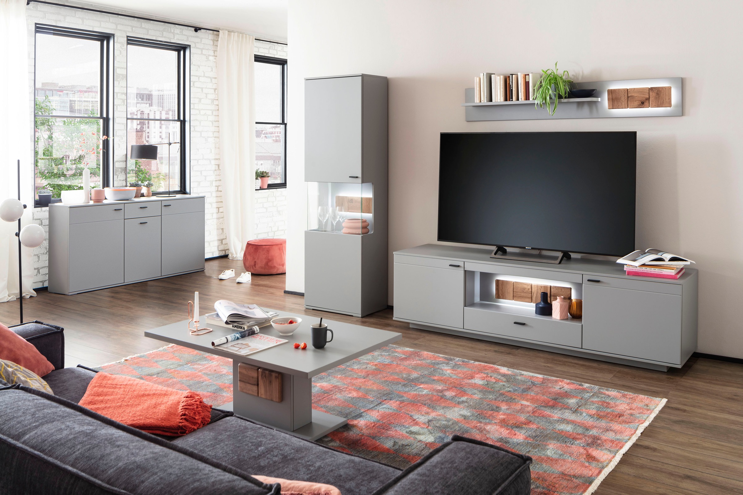 MCA furniture Lowboard "Zadar", TV Schrank für TV bis 80 Zoll, Arktis Grau, günstig online kaufen