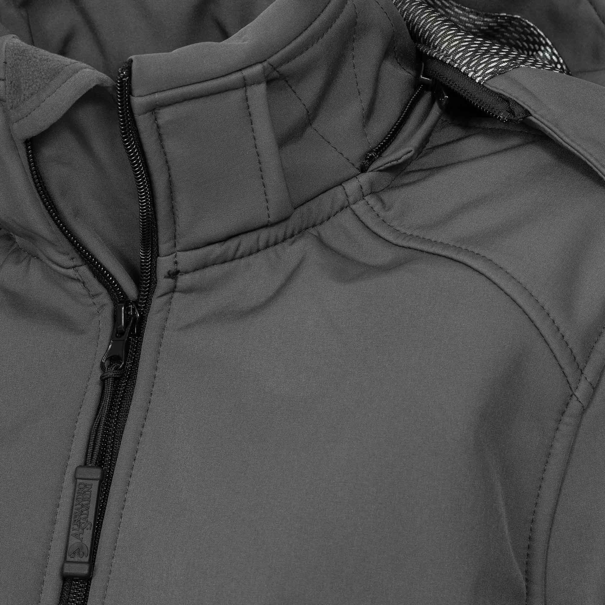 Softshelljacke ALESSANDRO SALVARINI "Alessia", Damen, Gr. S (36), grau (dunkelgrau), Obermaterial: 96% Polyester, 4% Elasthan; Innenseite: 100% Polyester, Jacken Softshelljacke, lang mit abnehmbarer Kapuze 3