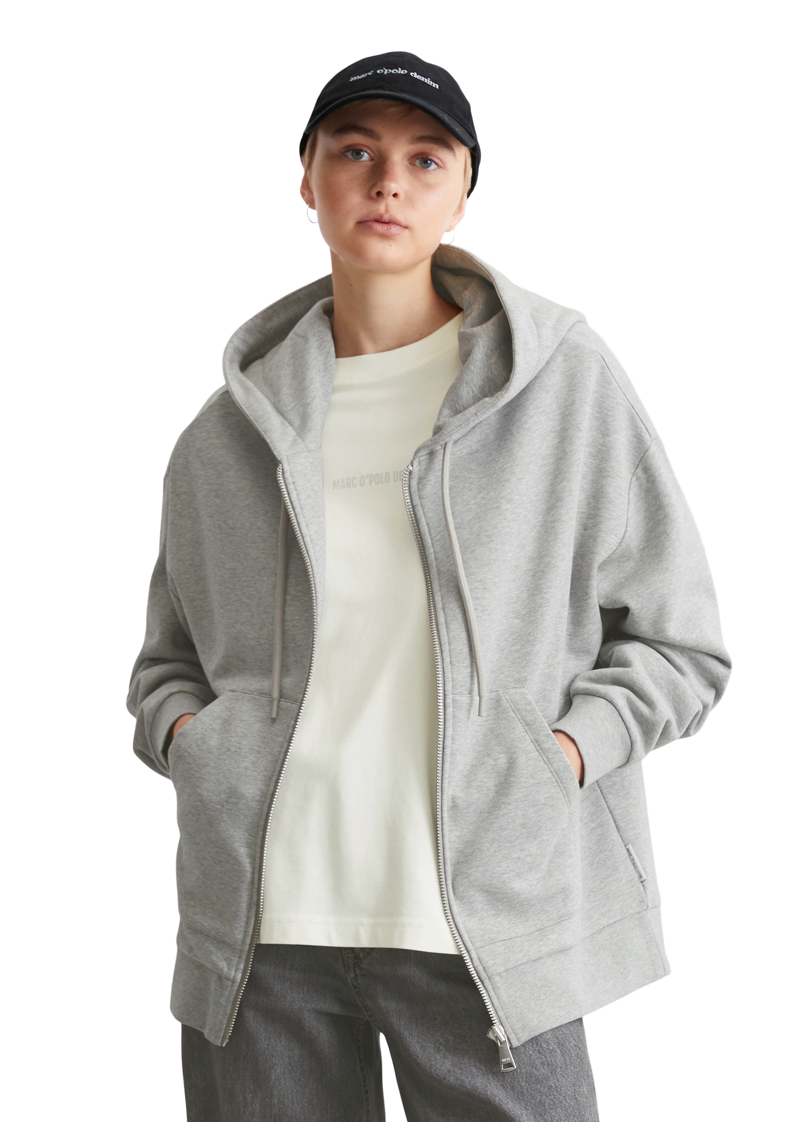 Marc OPolo DENIM Kapuzensweatjacke, Oversized, melierte Optik