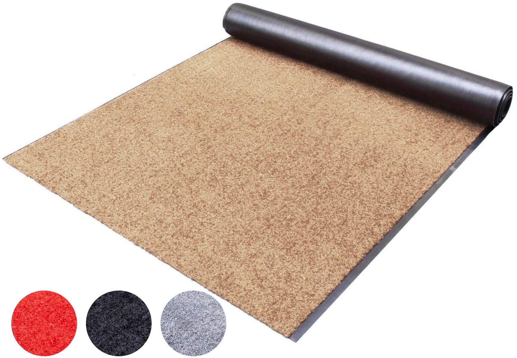 Läufer "Schmutzfangläufer CLEAN, Made in Belgium", beige, B:90cm H:9mm L:850cm, Polyamid, PRIMAFLOR-IDEEN IN TEXTIL, Teppiche, Schmutzfangläufer, Schmutzfangmatte, Uni Farben, strapazierfähig, rutschhemmend, waschbar
