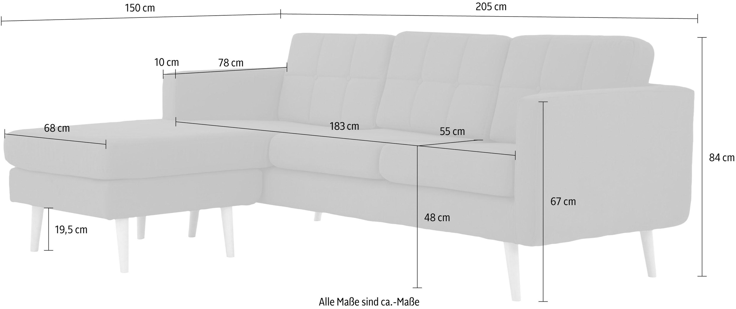 Home affaire Ecksofa »Brest L-Form«, mit Knopfheftung und Steppung im Rücken, geradliniges Design