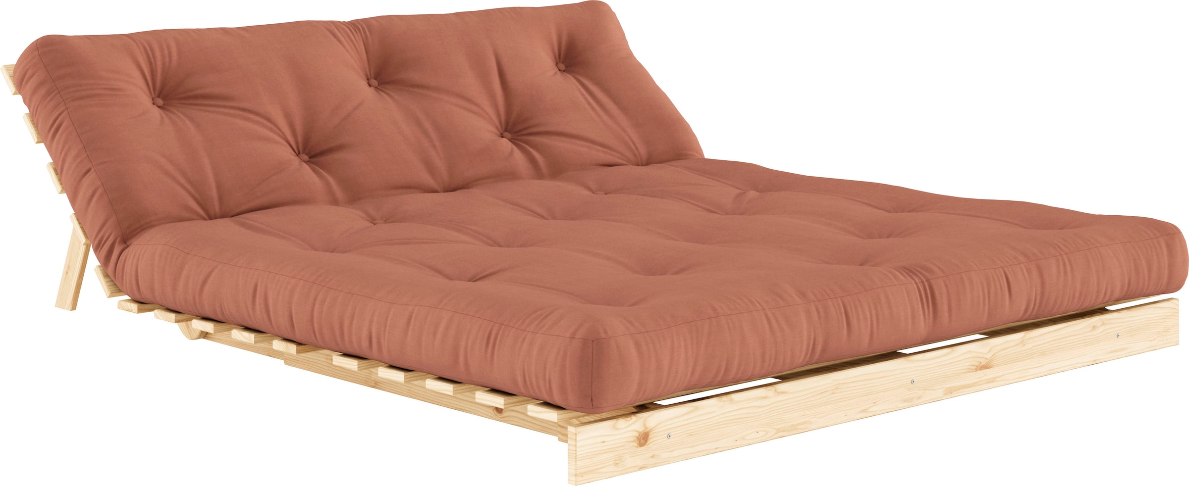 Karup Design Schlafsofa »Roots 160 Schlafsofa, Gästebett, Sofa mit Futonmatratze«, (2 St.), Inkl. Futonmatratze, Liegefläche 160x200 cm, FSC® zertifizierte Kiefer