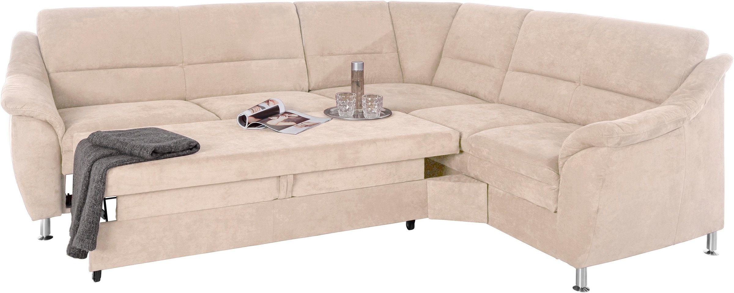 Places of Style Ecksofa »Cardoso L-Form«, mit Trapezecke für mehr Sitzkomfort, wahlweise auch mit Bettfunktion
