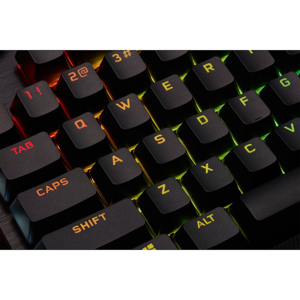 Corsair Gaming-Tastatur »K100 CHERRY MX SPEED«, (programmierbare G-Tasten-Lautstärkeregler-Ziffernblock-Handgelenkauflage)