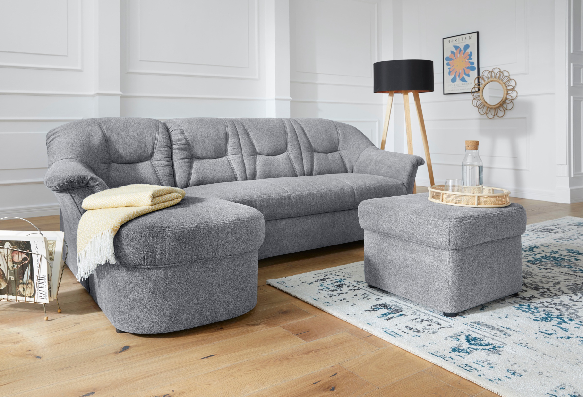DOMO collection Ecksofa »Sarafina zeitlos und komfortabel, optional mit Federkern, L-Form«, wahlweise mit Bettfunktion