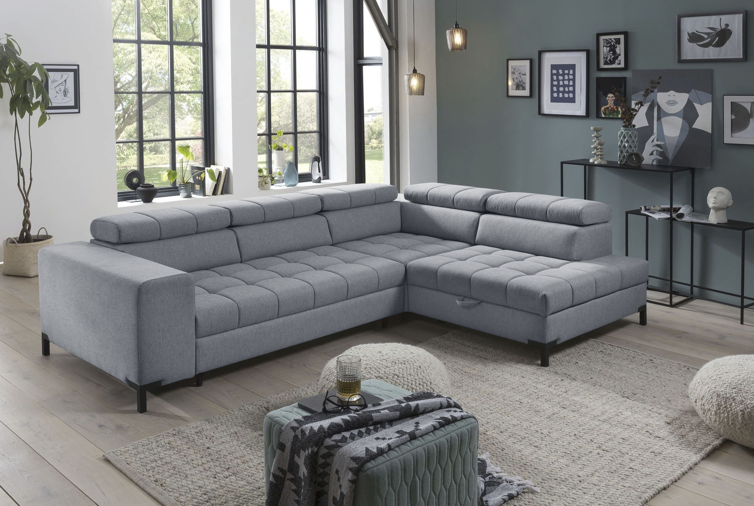 exxpo - sofa fashion Ecksofa "Bocco, hochwertige Verarbeitung, toller Sitzkomfort, bequem, L-Form" mit Bettfunktion & Bettkasten, Luxus-Microfaser +Simply Clean