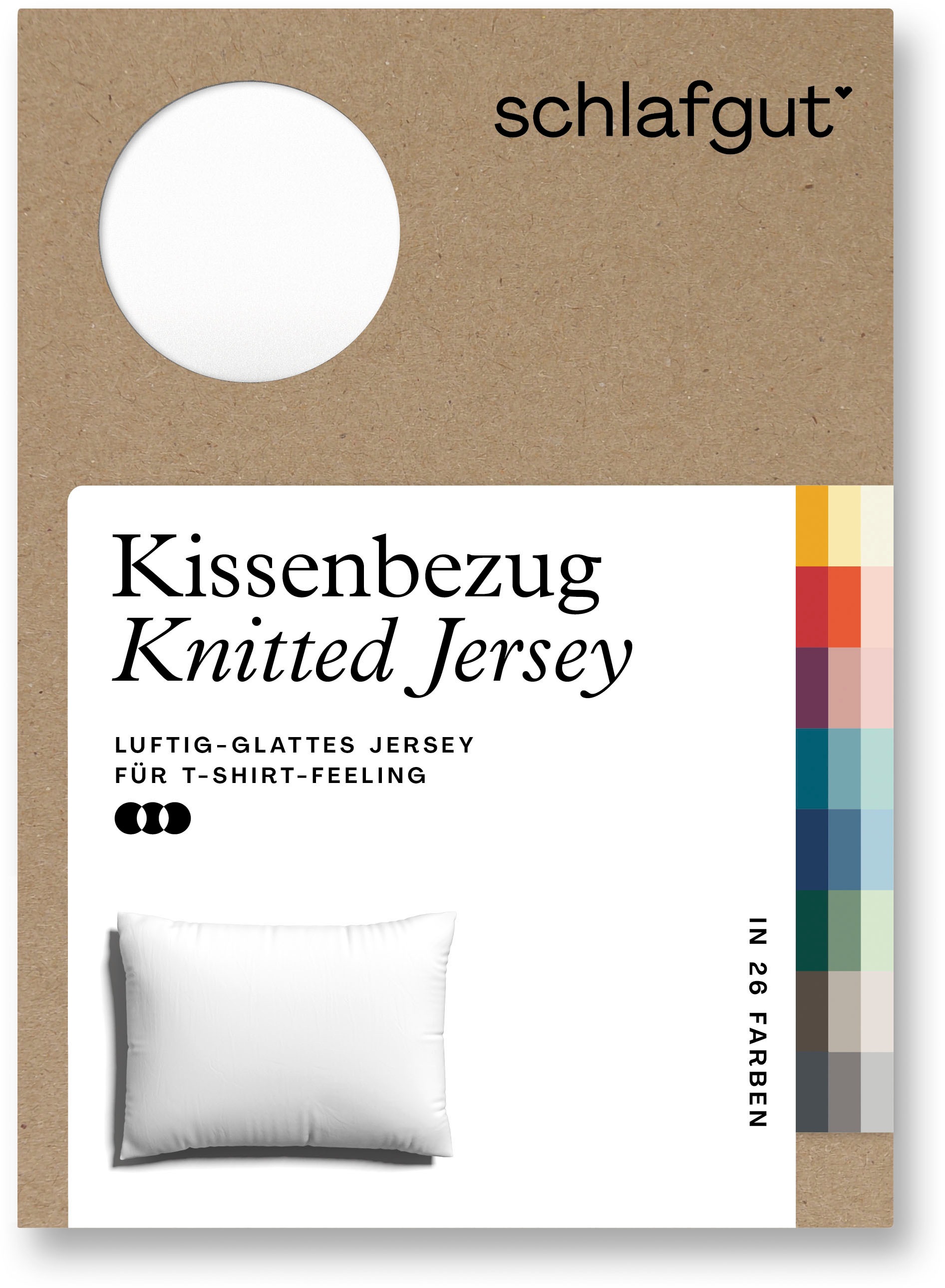 Schlafgut Kissenbezug »Knitted Jersey aus Bio-Baumwolle mit Elasthan, bügelfrei,«, (1 St.), besonders fein gestrickt, Kissenhülle mit farbigem Reißverschluss