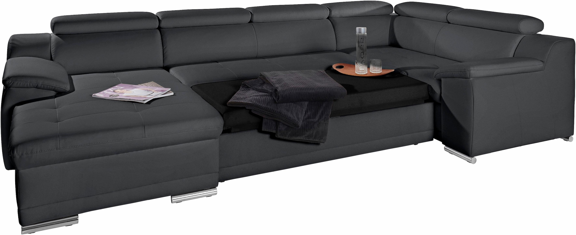 "Andiamo U-Form, B: 336 cm, Kopfteilverstellung, XXL-Sofa" optional Schlaffunktion, frei stellbar, Couch für Wohnkomfort