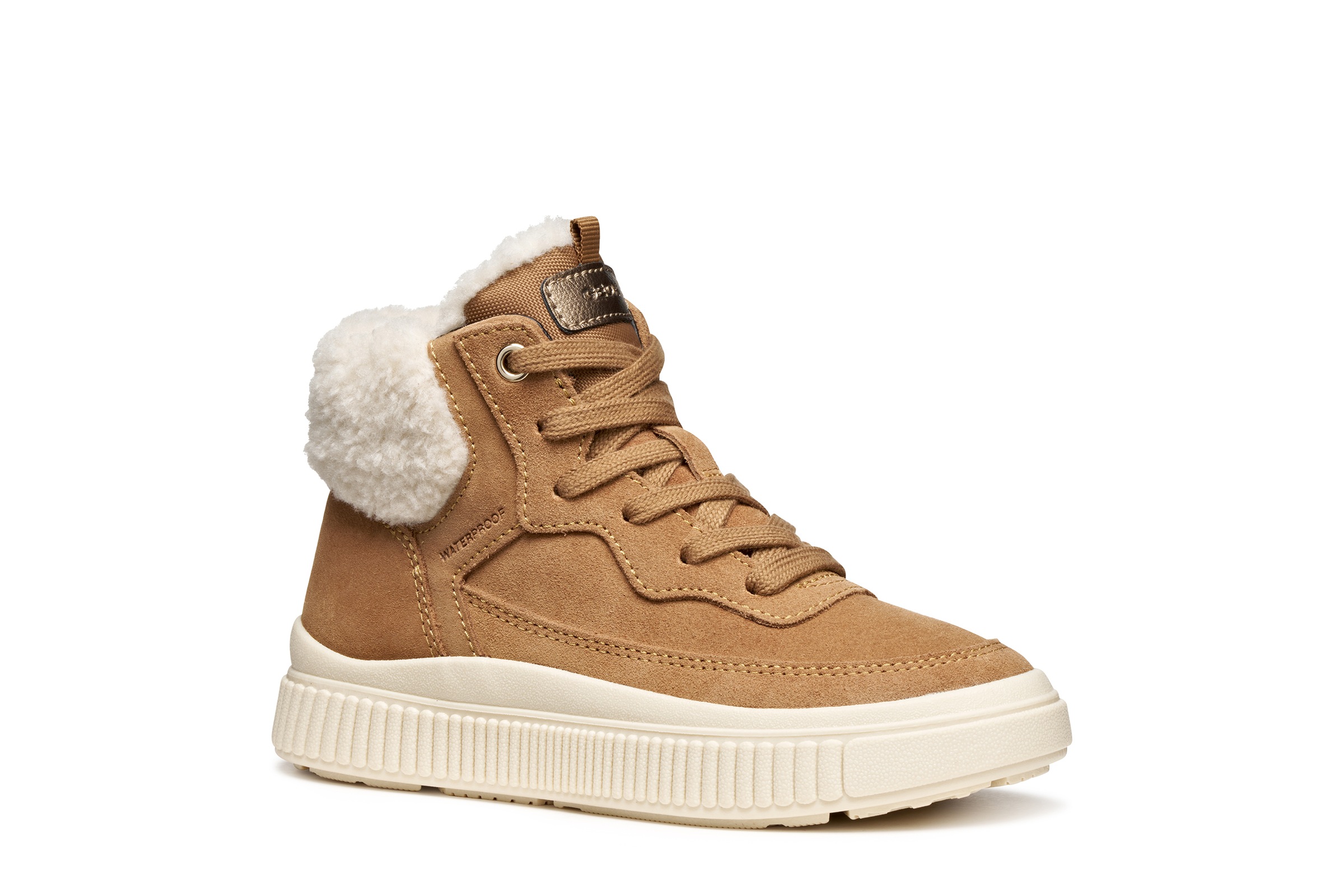 Geox Winterboots »J LAQUINNY GIRL WPF«  Schnürboots mit Teddy-Fellimitatbesatz und Warmfutter
