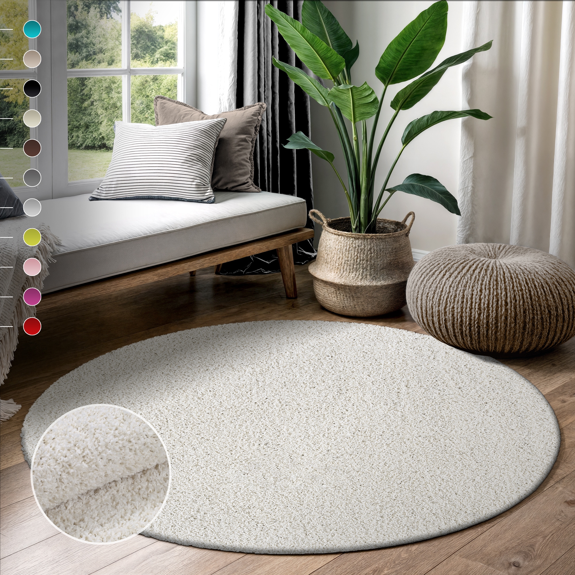 Sanat Hochflor-Teppich "LOCA, auch als Läufer und in Rund" rund 30 mm Höhe Wohnzimmer, Langflor, Shaggy, Schlafzimmer