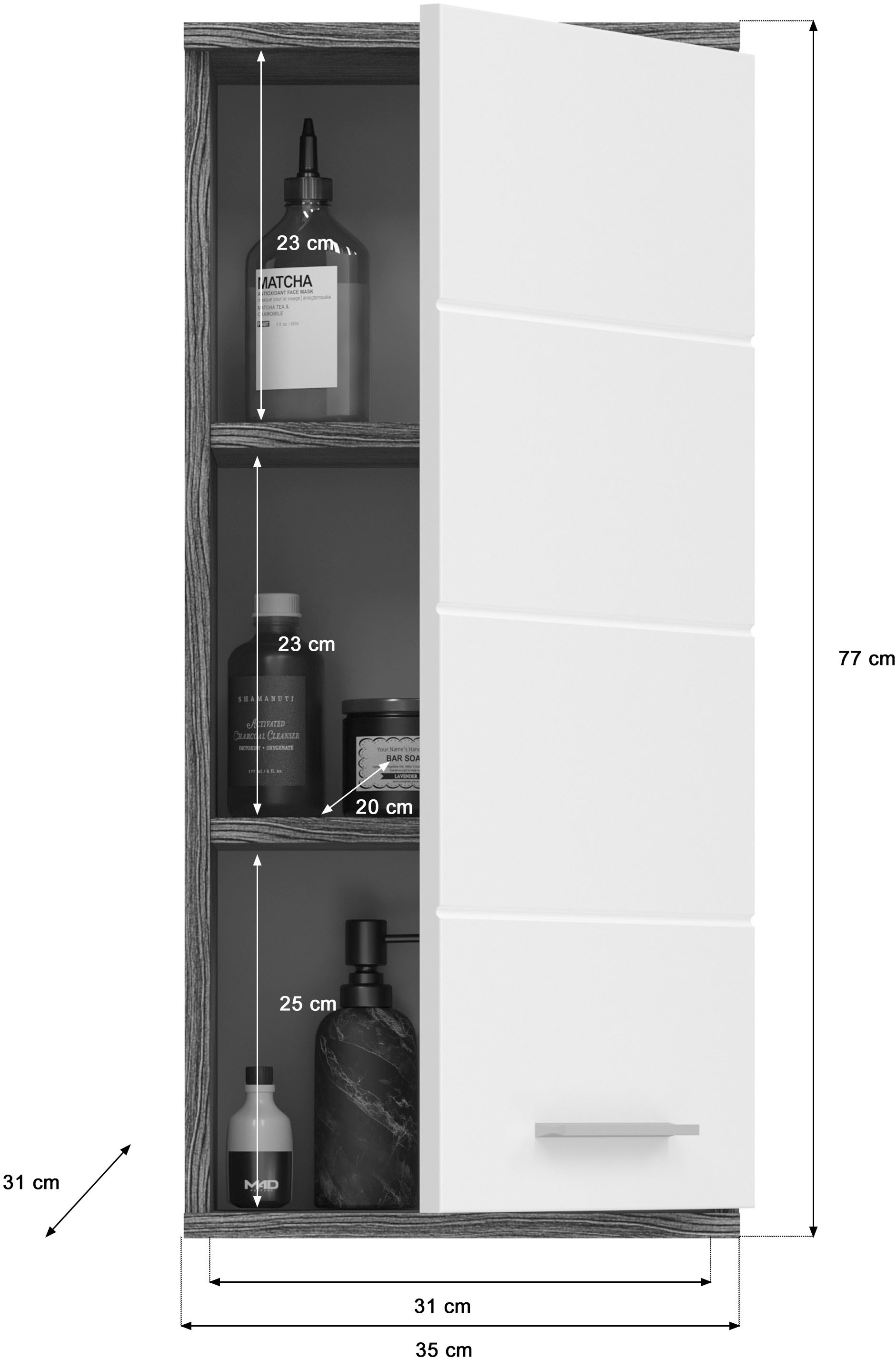 welltime Badmöbel-Set »LUCCA, 4-teilig, TOPSELLER!, MDF Hochglanzfront, bestehend aus:«, (Set, 4 St.), Waschbeckenunterschrank, Spiegel, Unterschrank, Hängeschrank