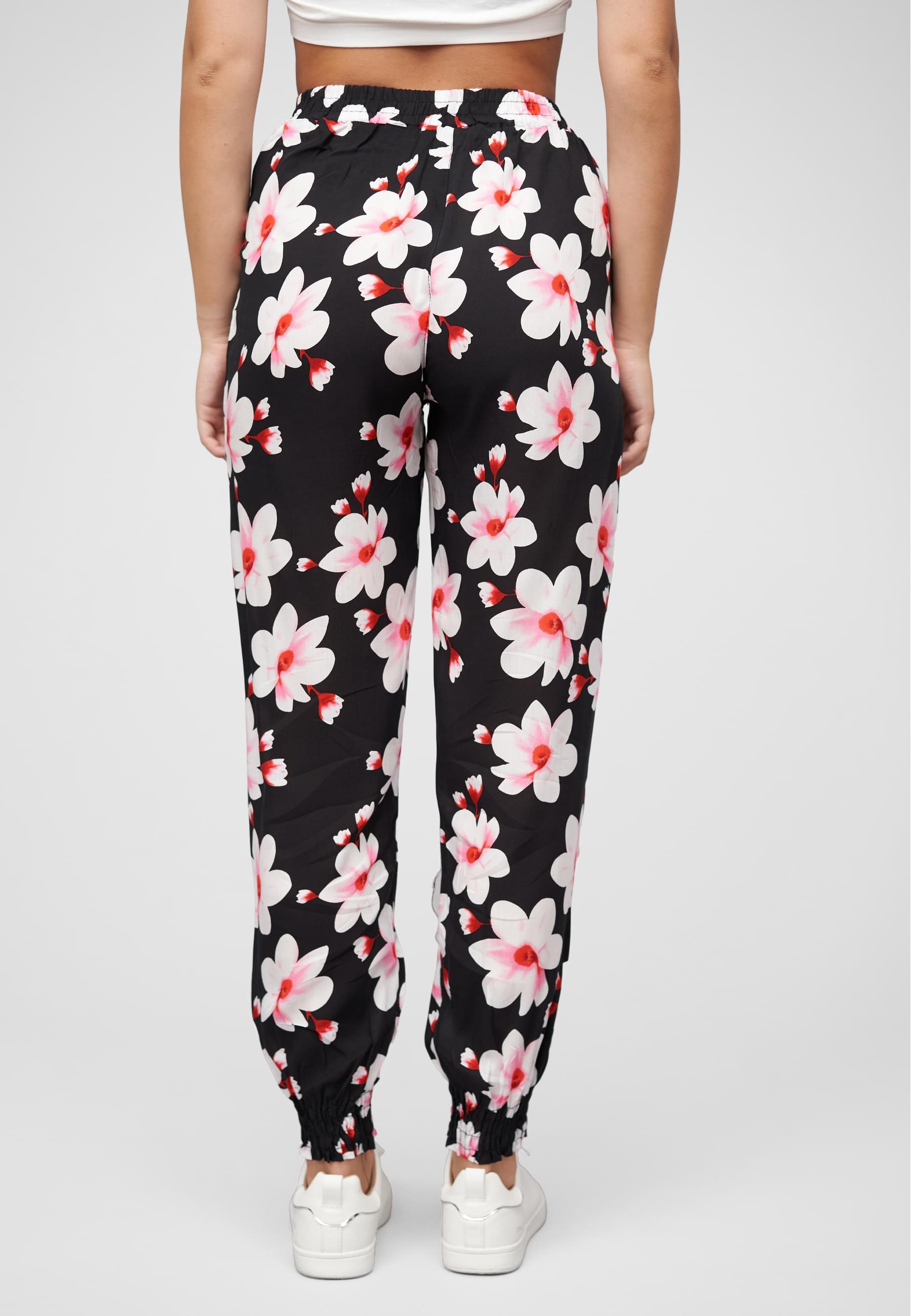CLOUD 5IVE Stoffhose »CLOUD 5IVE Viskose Hose mit Bündchen 2-Pockets & Big Flowers«, (1 tlg.)