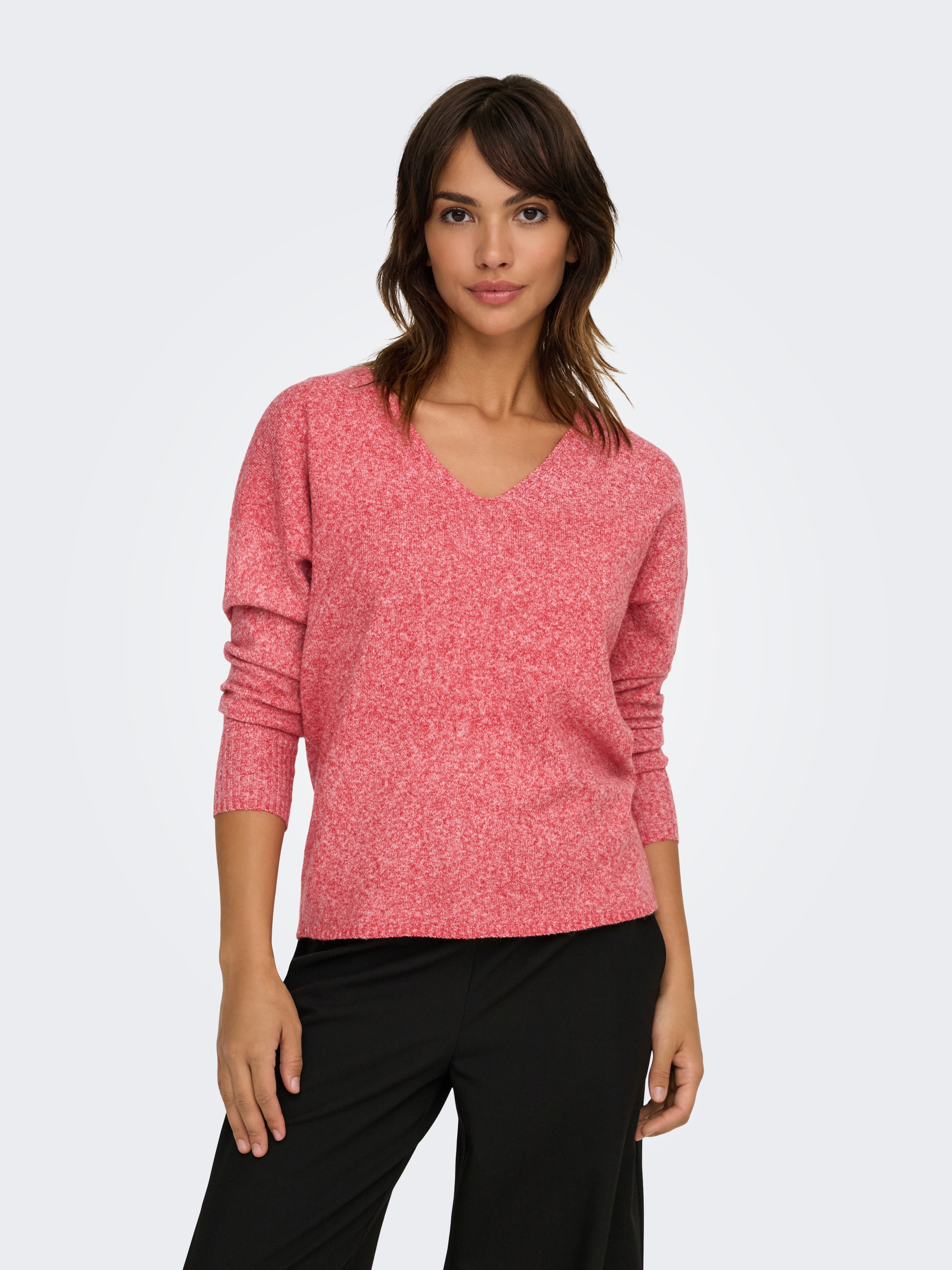 ONLY V-Ausschnitt-Pullover »ONLRICA LIFE L/S V-NECK PULLO KNT NOOS« Materialmix, regular fit