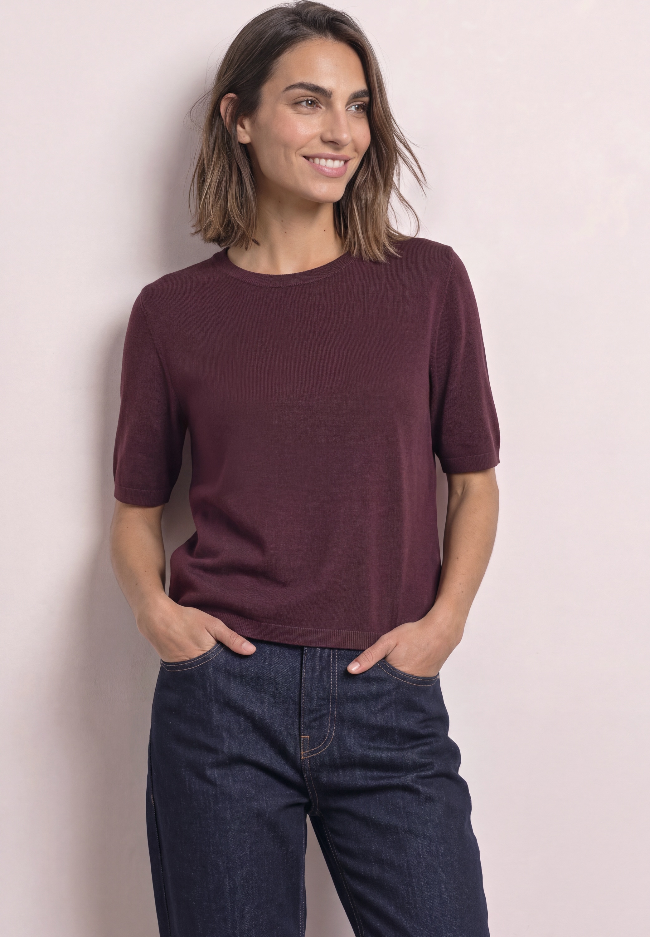 STREET ONE Kurzarmpullover softe Viskose