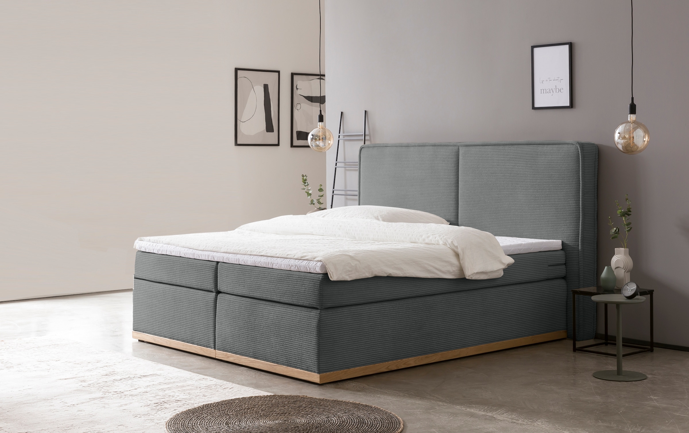 Home affaire Boxspringbett "SHERWOOD Cord Hotelbett, Polsterbett Premiumbet günstig online kaufen