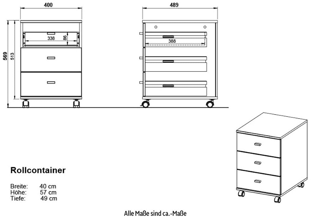 GERMANIA Rollcontainer »Altino«, mit 3 Schubkästen