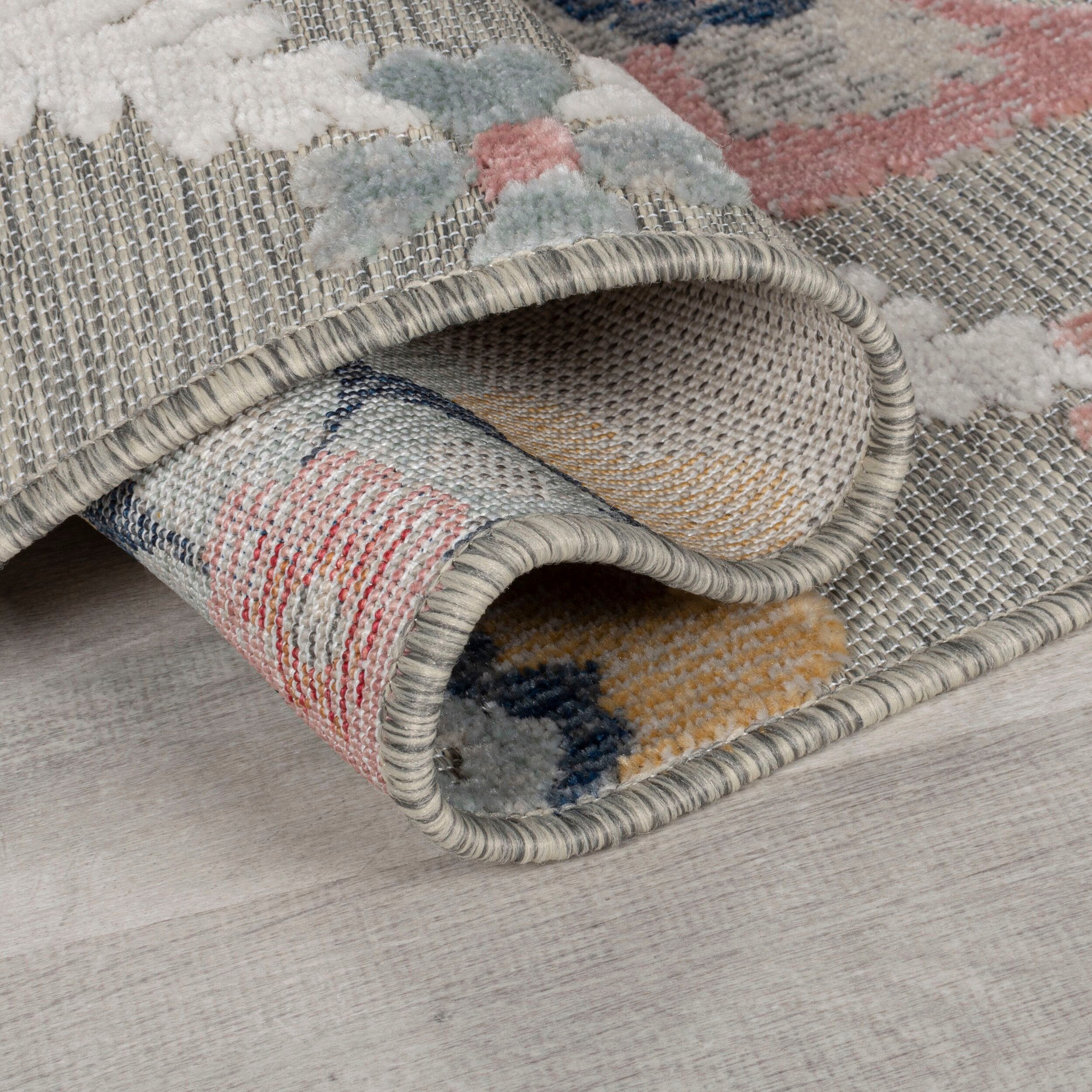 Teppich FLAIR RUGS "Flora, für drinnen und draußen", bunt, B:80cm H:2mm L:230cm, Kunstfaser, Teppiche, Teppich, Outdoor geeignet, gemustert mit Hoch-Tief Effekt 3