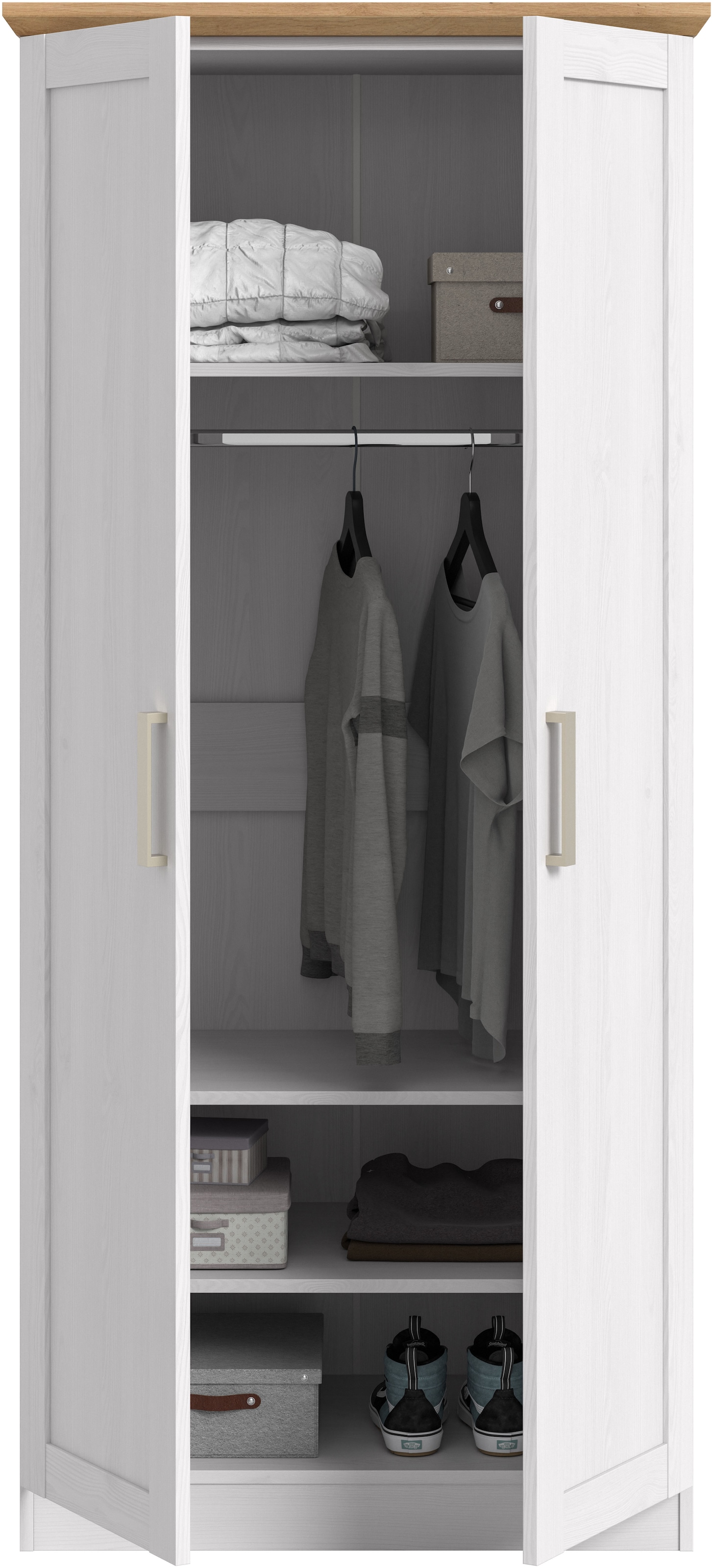 Home affaire Kleiderschrank »FLORENZ, Kleiderschrank inkl. 1 Kleiderstange« 1 Stk. tlg. Kleiderschrank, Drehtürenschrank, Graderobenschrank, Mehrzweckschrabnk