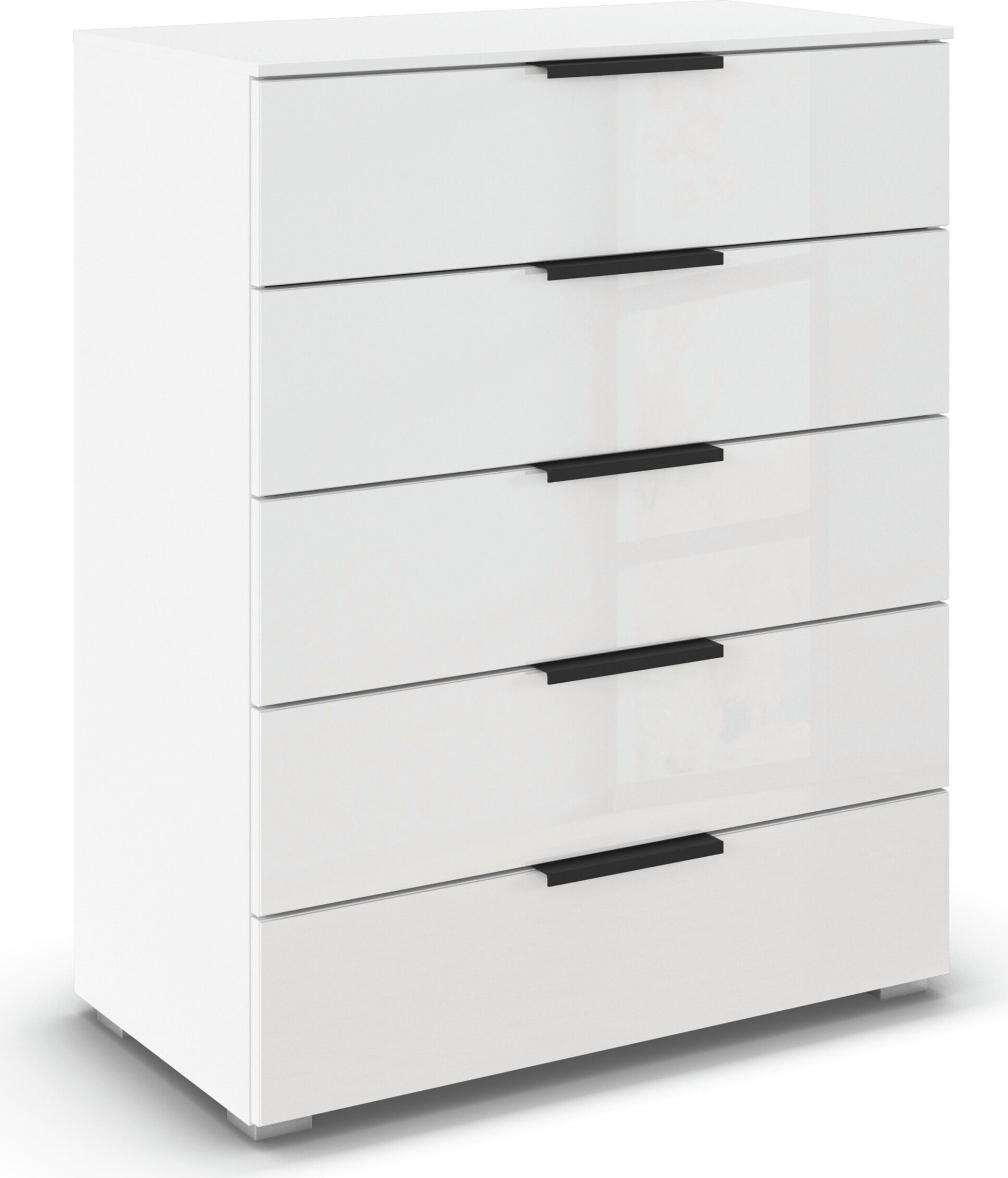rauch Schubkastenkommode "Highboard Sideboard Kommode MONTCLAR Frontauswahl Dekor/Hochglanz/Glas" in 2 Breiten: 40 oder 80 cm / Höhe 100 cm, inkl. Soft-Close-Funktion, mit 5 geräumigen Schubladen, viele Griffvarianten MADE IN GERMANY