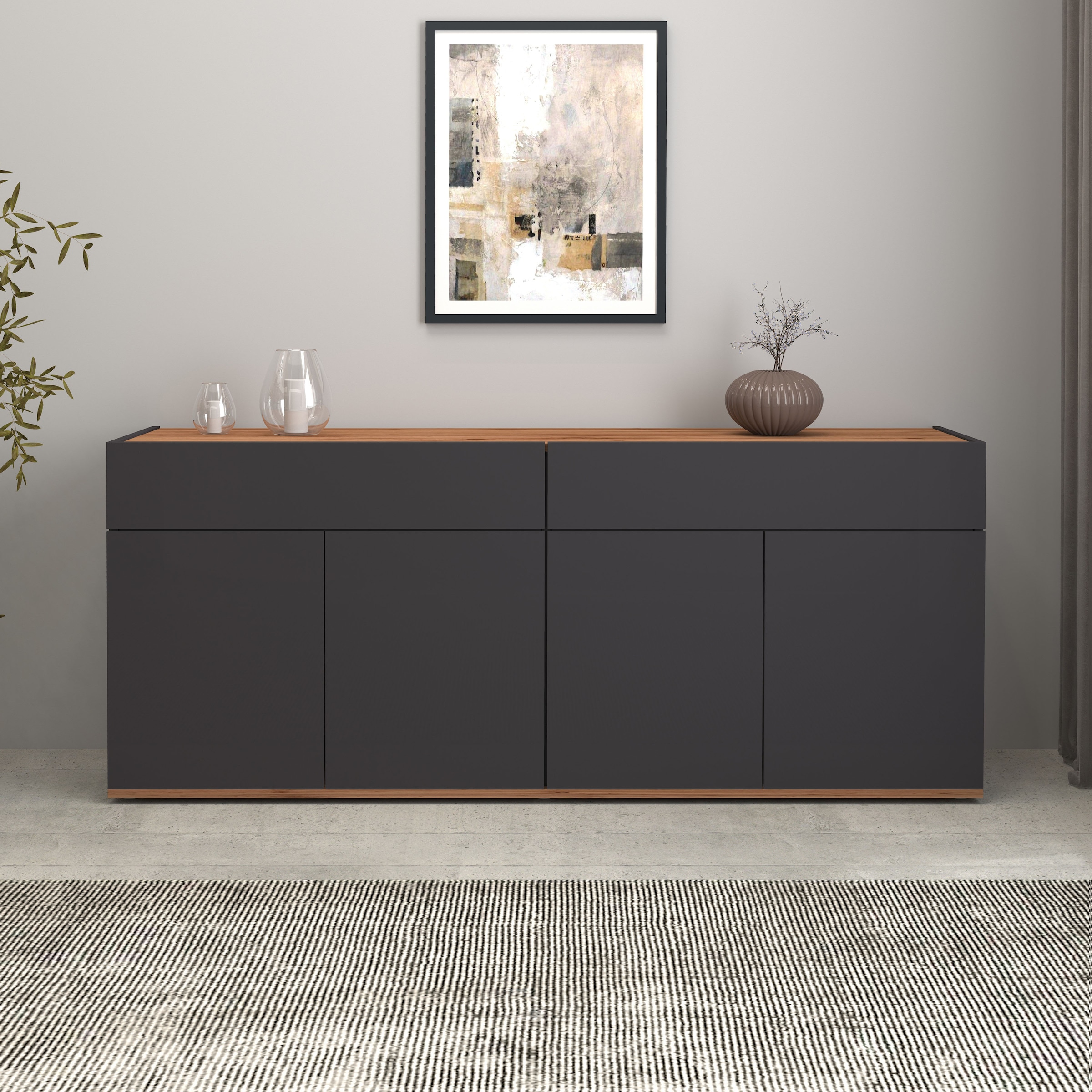 INOSIGN Sideboard »Garda, Kommode, Schrank, Kredenz«, 4 Türen, 2 Schubladen, grifflos Breite 160,1 cm