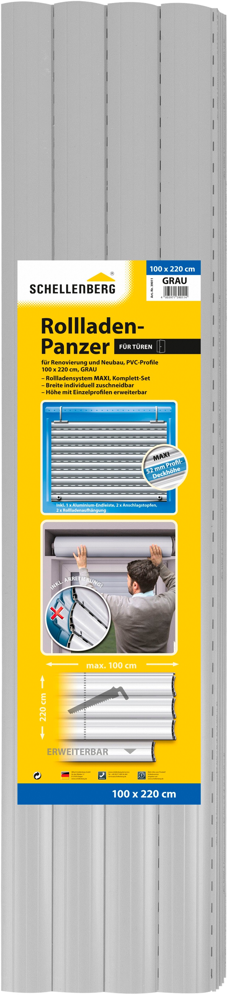SCHELLENBERG Rollladenpanzer »Set für Fenster, Maxi System für 60 mm Stahlrohrwelle«, PVC Jalousie, in verschiedenen Größen erhältlich, grau