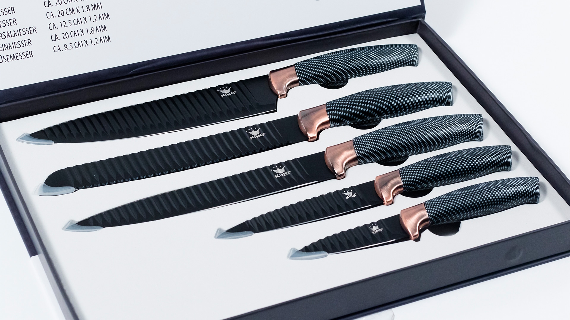 KING Pfannen-Set »Square«, Aluminiumguss, (Set, 7 tlg., 1x Eckpfanne 28x28 cm, 1x Bräter 40x26 cm, 1x Messer-Set (5-teilig), Induktion, inkl. Messer-Set