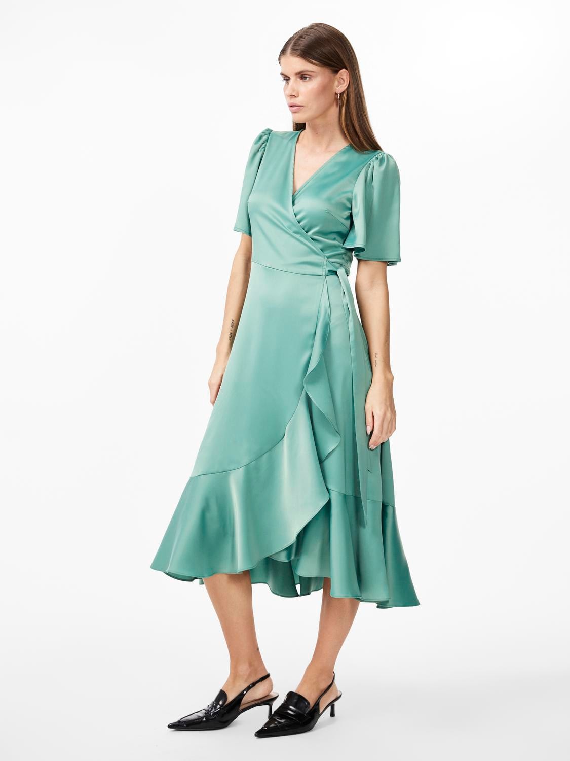 Y.A.S Wickelkleid »YASTHEA 2/4 MIDI WRAP DRESS S. NOOS«, mit Volant