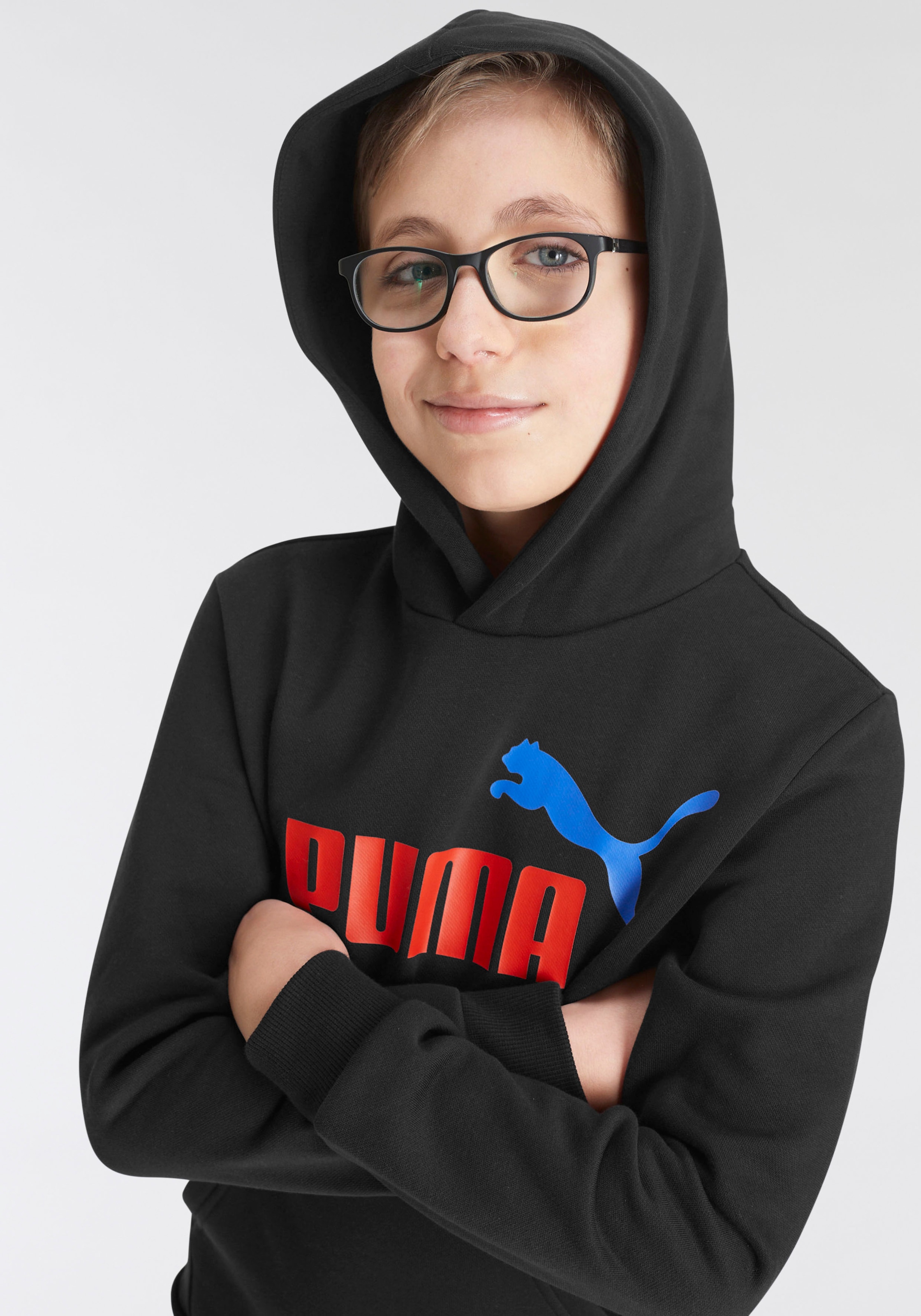 PUMA Kapuzensweatshirt »ESS+ 2 COL BIG LOGO HOODIE FL - für Kinder« online  kaufen | BAUR