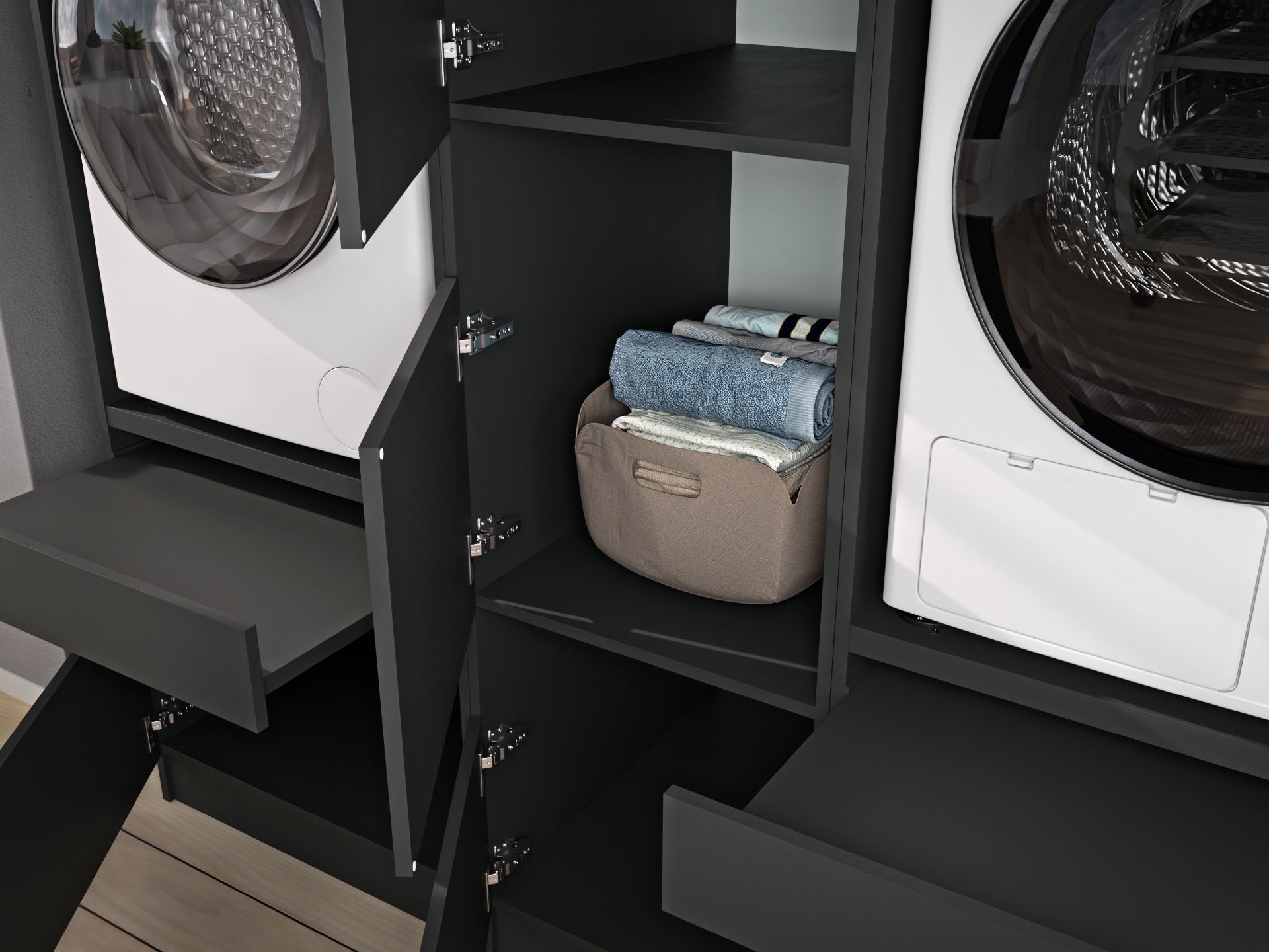 BASIC by Balculina Mehrzweckschrank-Set »Washhome B/T/H 186x68x200 cm« 3 Stk. tlg.