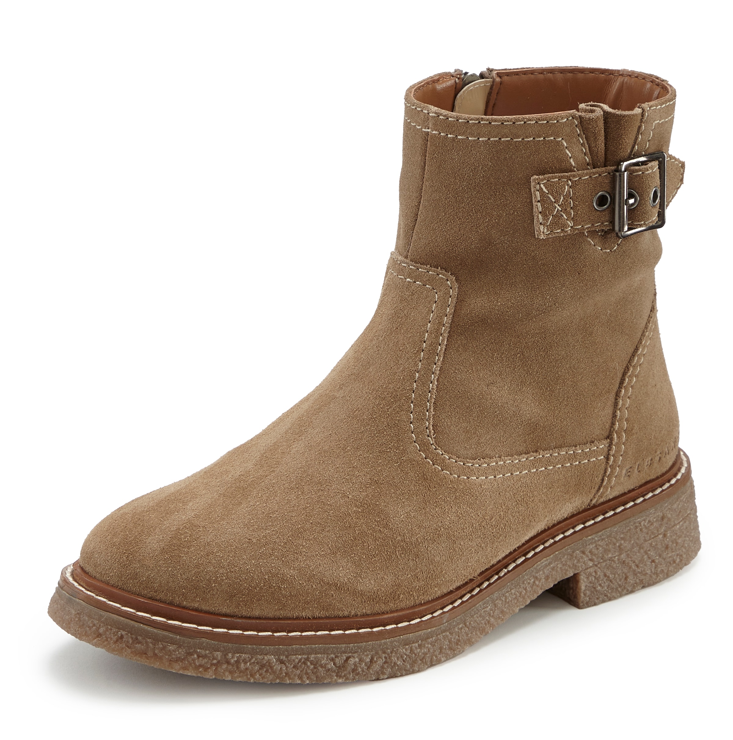Elbsand Stiefelette, gefütterte Stiefelette mit Zierschnalle, Lederboot