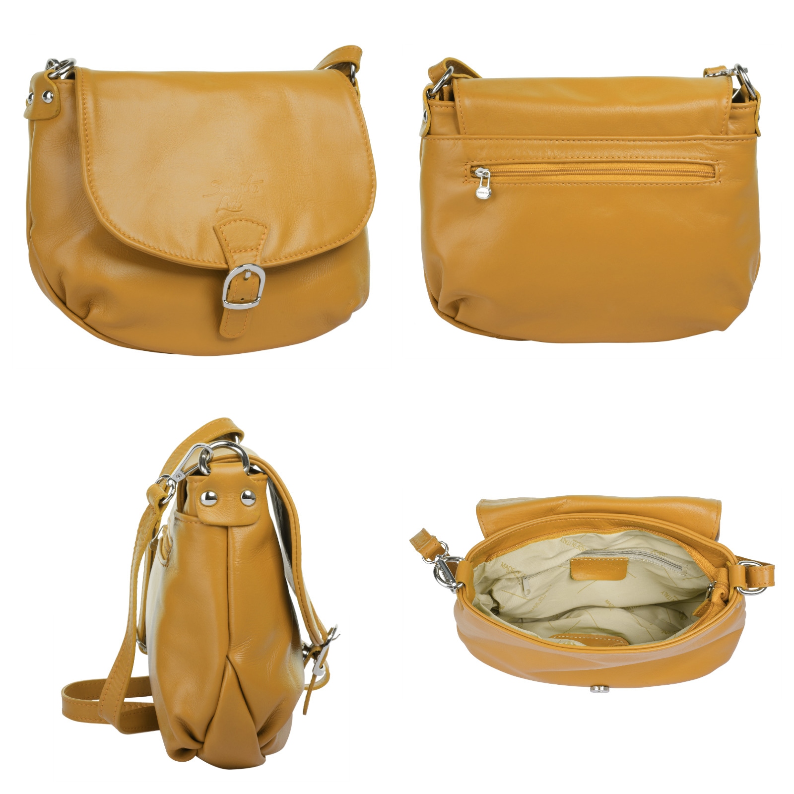 Samantha Look Umhängetasche, echt Leder, Made in Italy