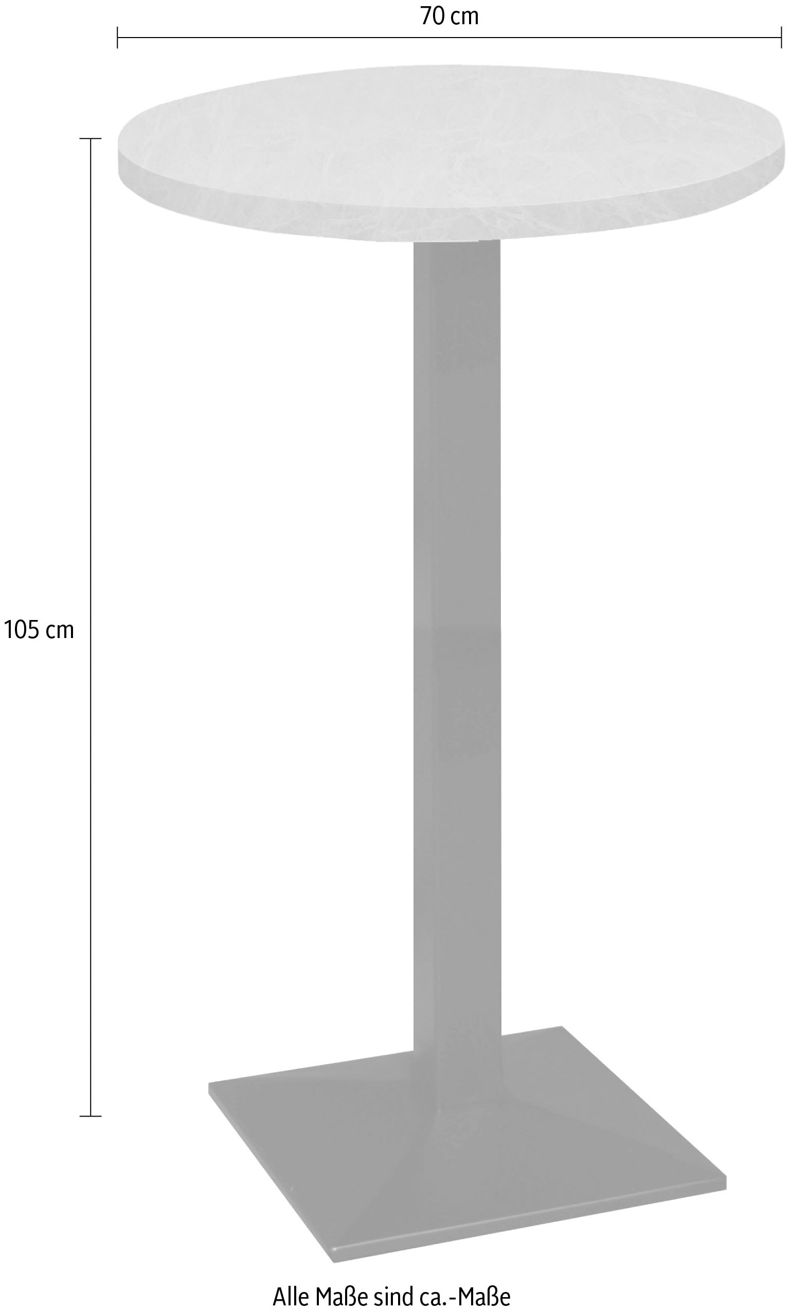Mäusbacher Bistrotisch »Big Bistro Metall« Quadrat-Säulengestell, runde Platte Ø 70 cm x H 105 cm