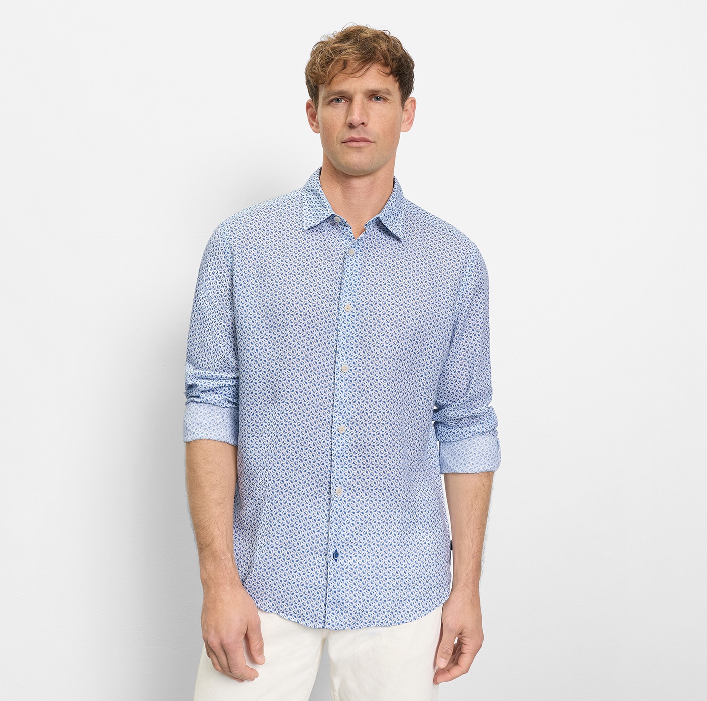 OLYMP Leinenhemd mit Minimal-Muster, aus Leinen, regular fit günstig online kaufen