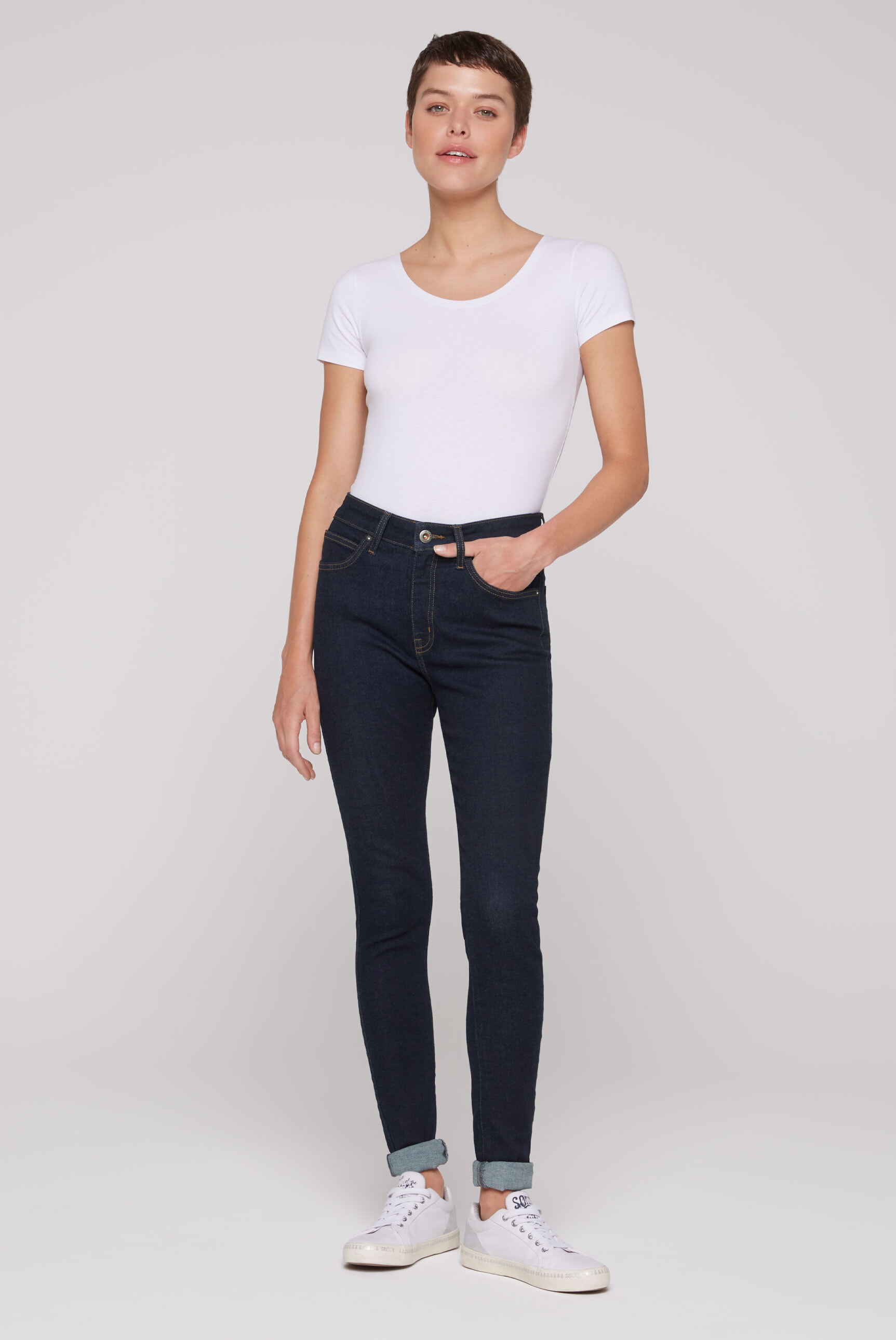SOCCX Slim-fit-Jeans, mit hoher Leibhöhe