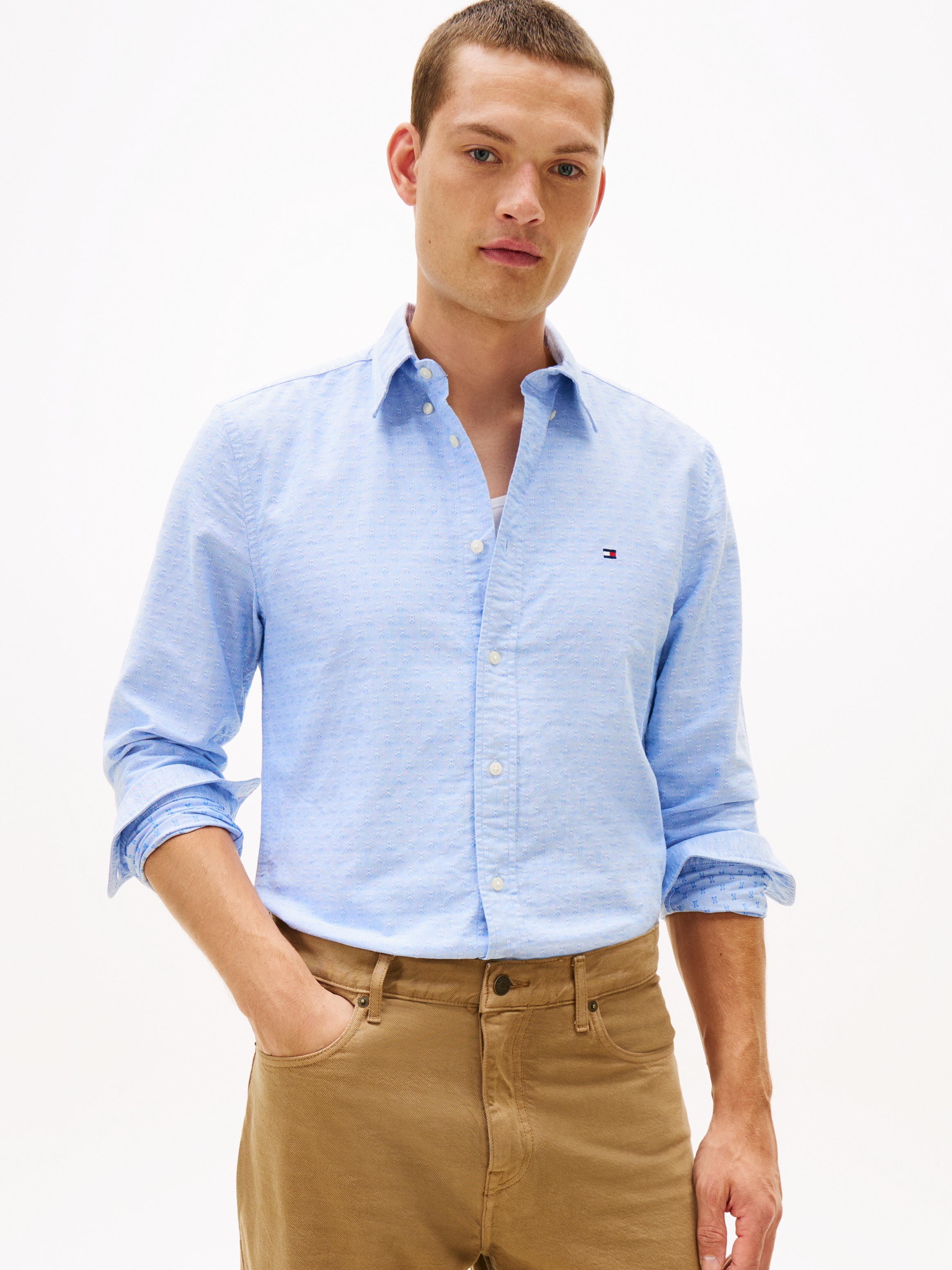 Tommy Hilfiger Langarmhemd "OXFORD DOBBY" Button-down-Kragen, regular fit, günstig online kaufen