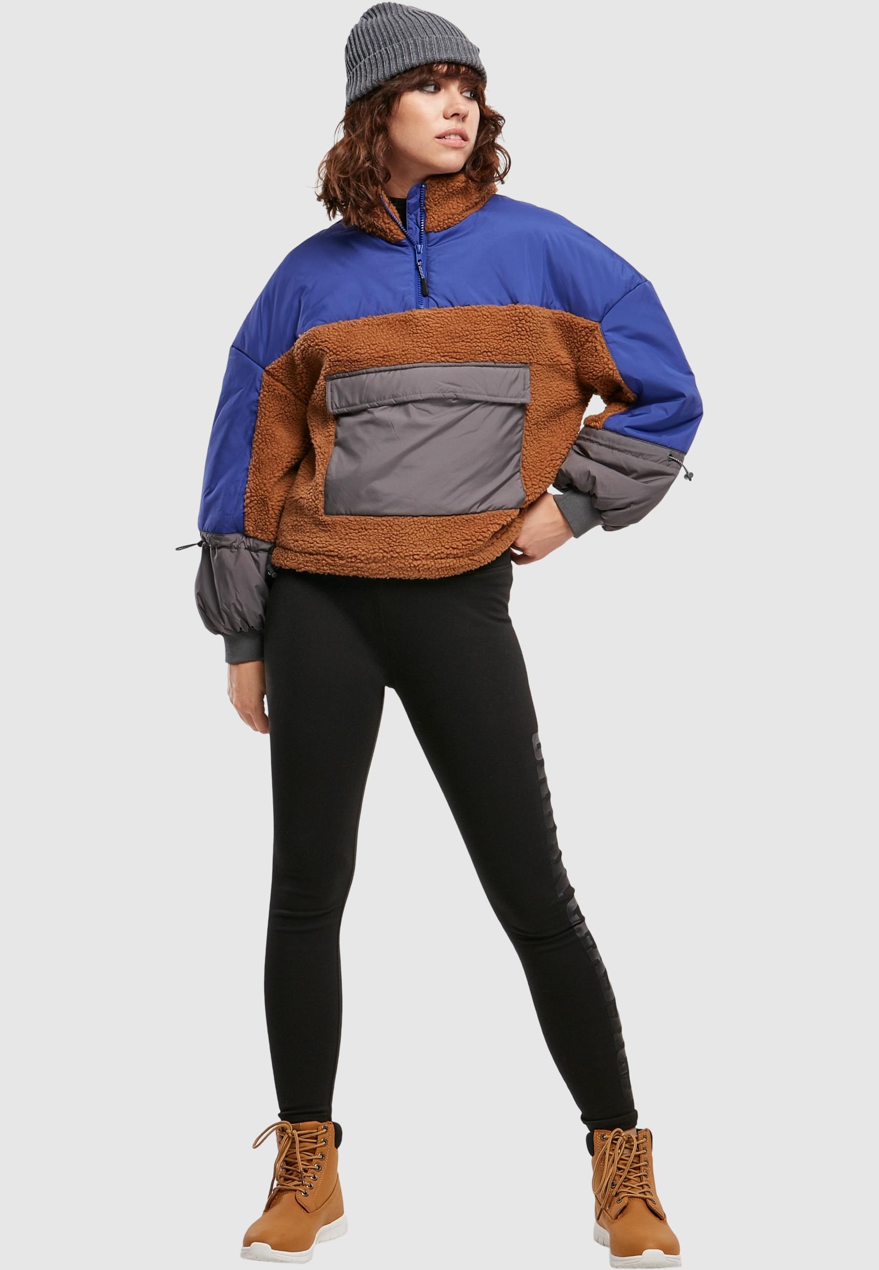 URBAN CLASSICS Allwetterjacke »Urban Classics Damen Ladies Sherpa 3-Tone Pull Over Jacket«, (1 St.), ohne Kapuze