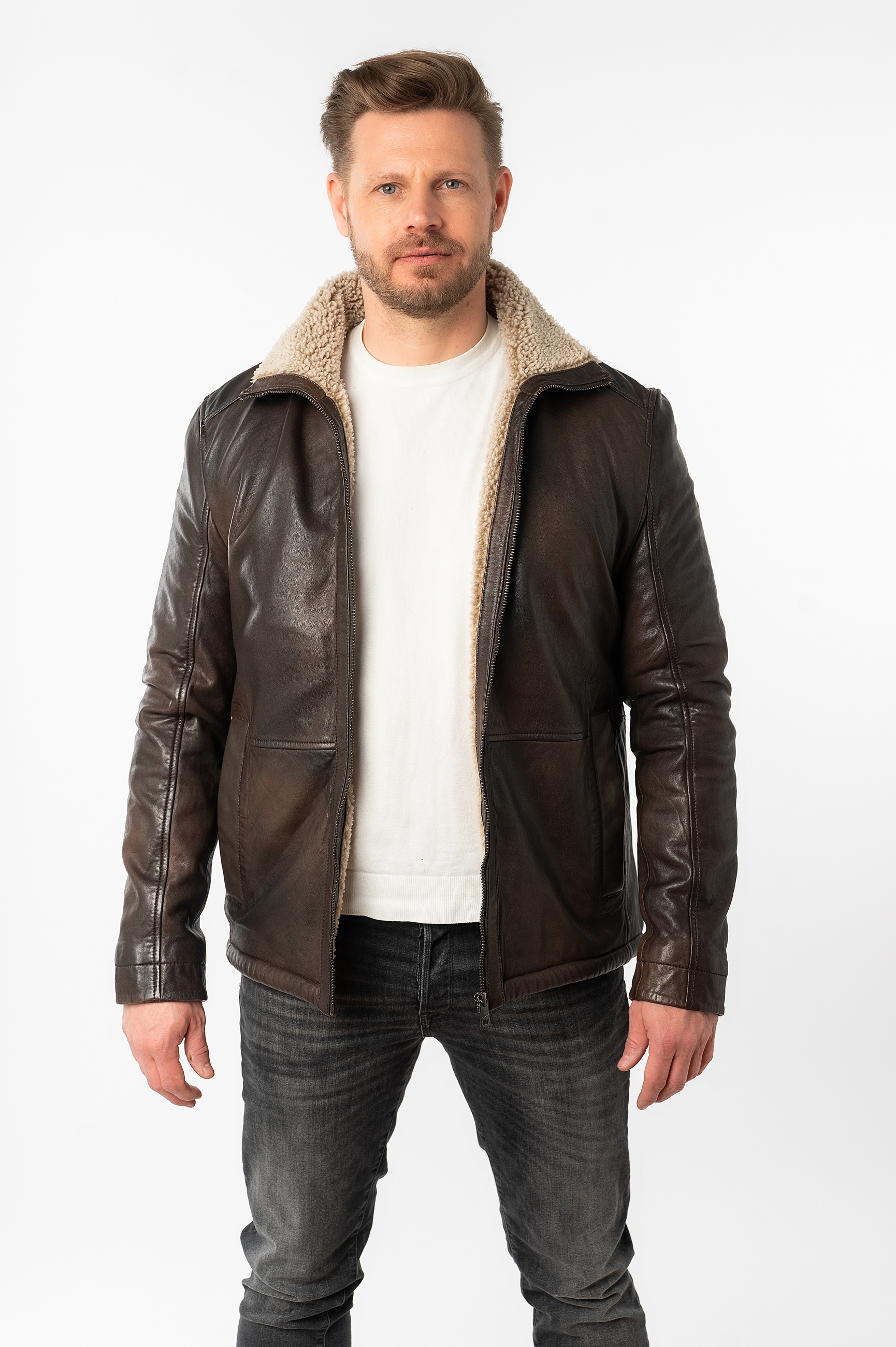 Mauritius Lederjacke "MMNuuko", mit gefüttertem Umlegekragen günstig online kaufen