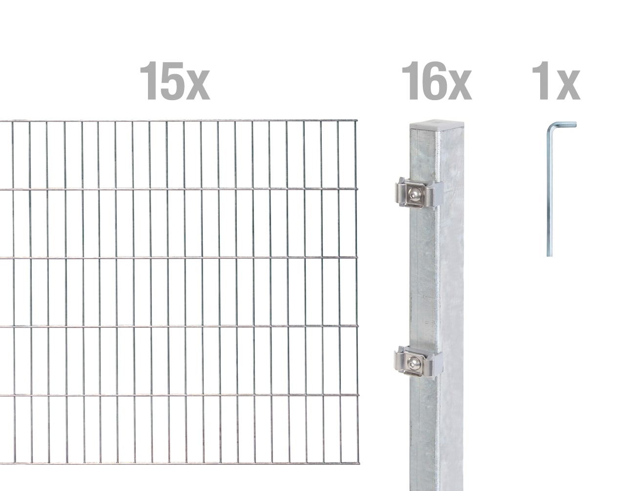 Alberts Doppelstabmattenzaun "Grundset" Höhe: 80-200 cm, Gesamtlänge: 4-30 m, zum Einbetonieren