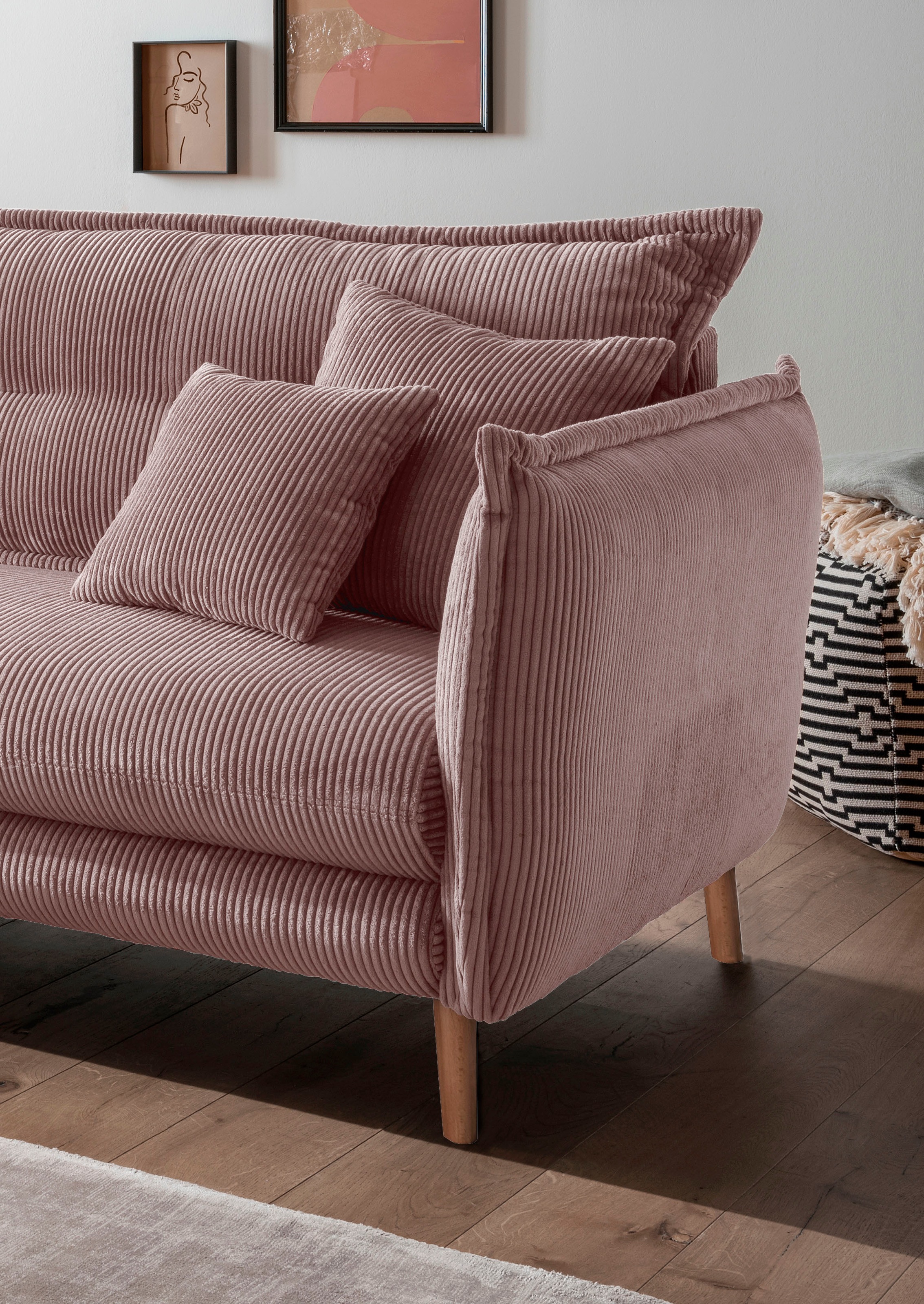 INOSIGN Ecksofa »Lazio modern und bequem, schmale Armlehnen, tolle Detailverarbeitung«, zwei verschiedene Fußfarben wählbar