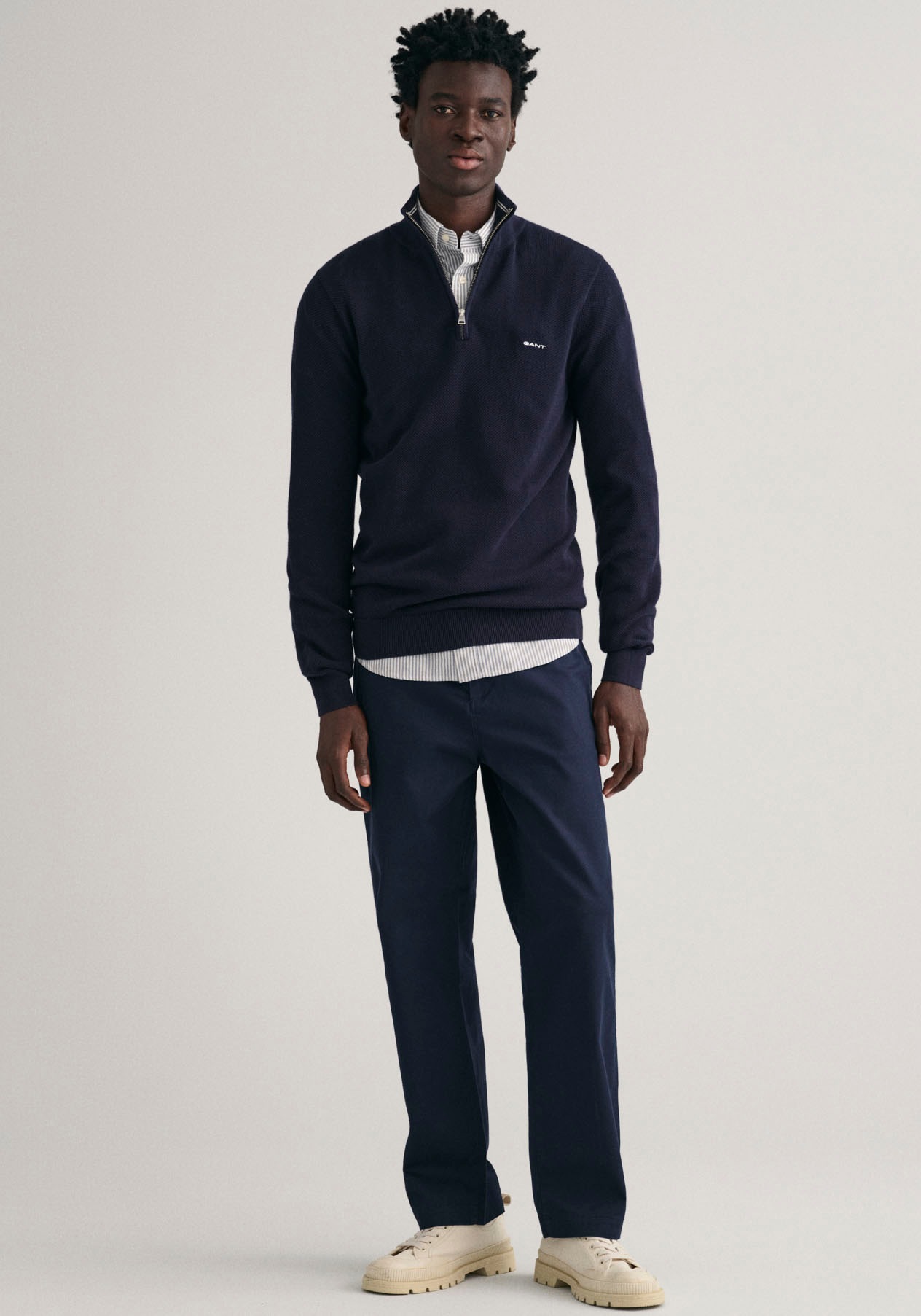 Gant Troyer »COTTON PIQUE HALF ZIP«, mit Piqué-Struktur