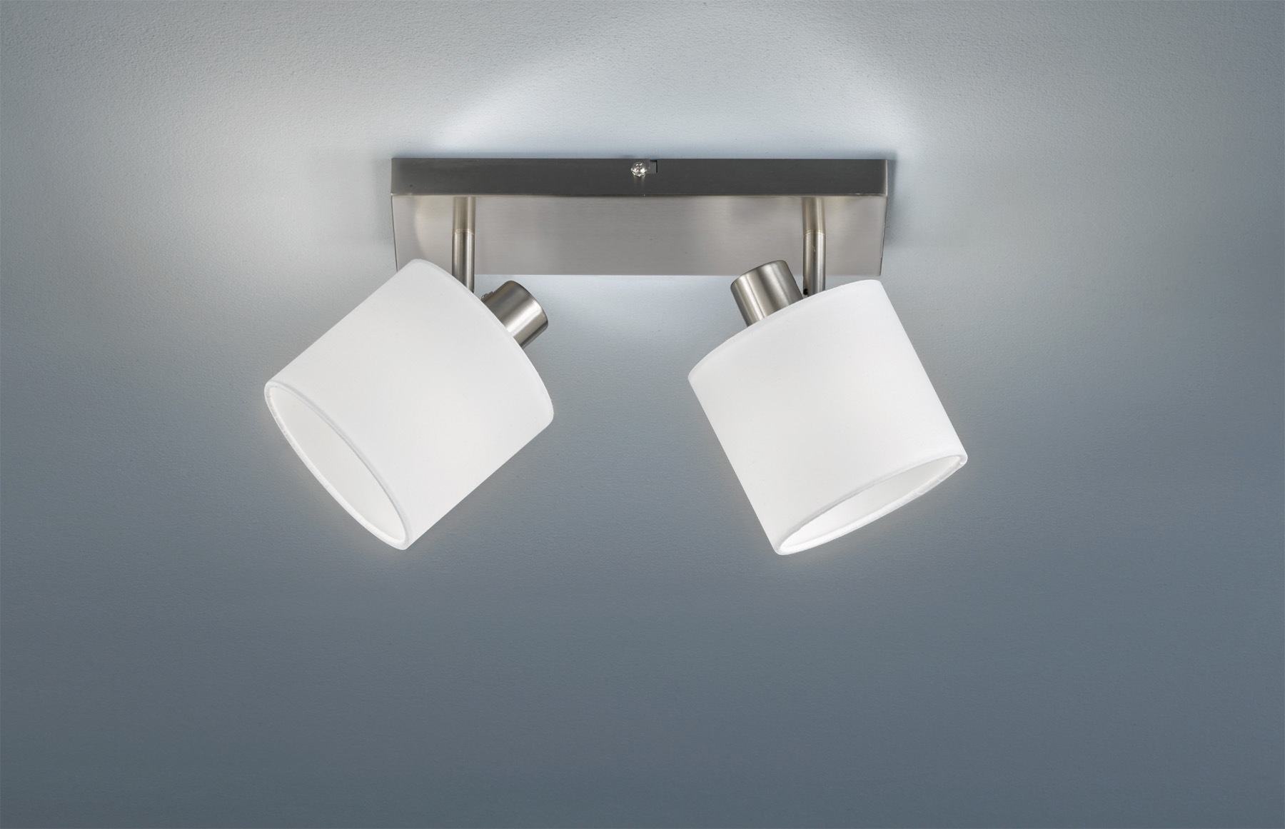 REALITY Leuchten Deckenstrahler »Tommy«, 2 flammig, Leuchtmittel E14 | ohne Leuchtmittel, 2-flammig (E14) in weiß-Nickel matt Optik, Spots einzeln schwenkbar